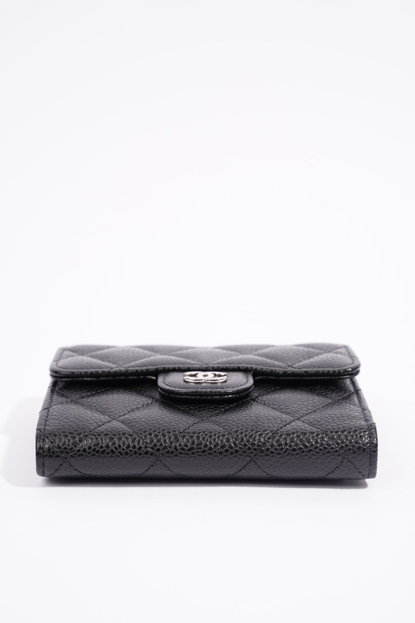 Chanel Womens Classic Flap Wallet Black Caviar Leather Small