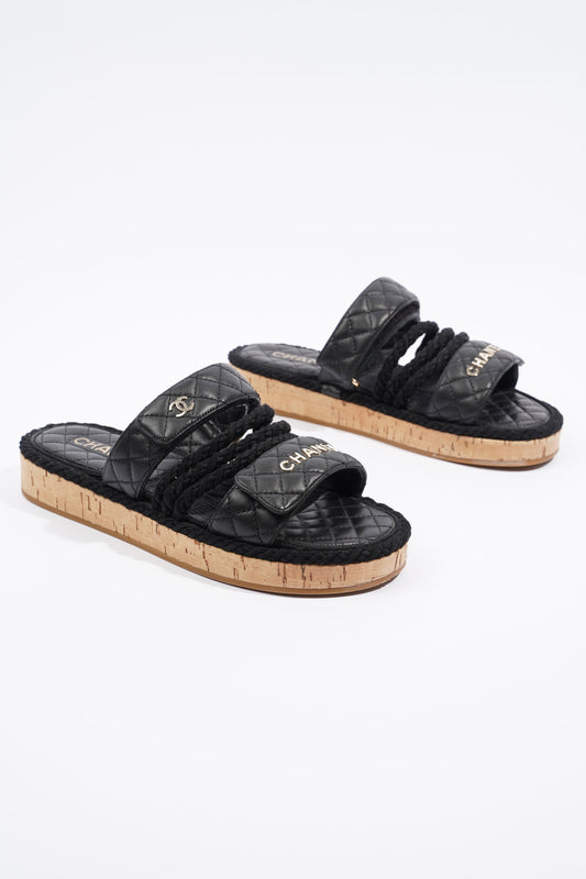 Chanel Dad Sandal Black   Gold EU 40   UK 7