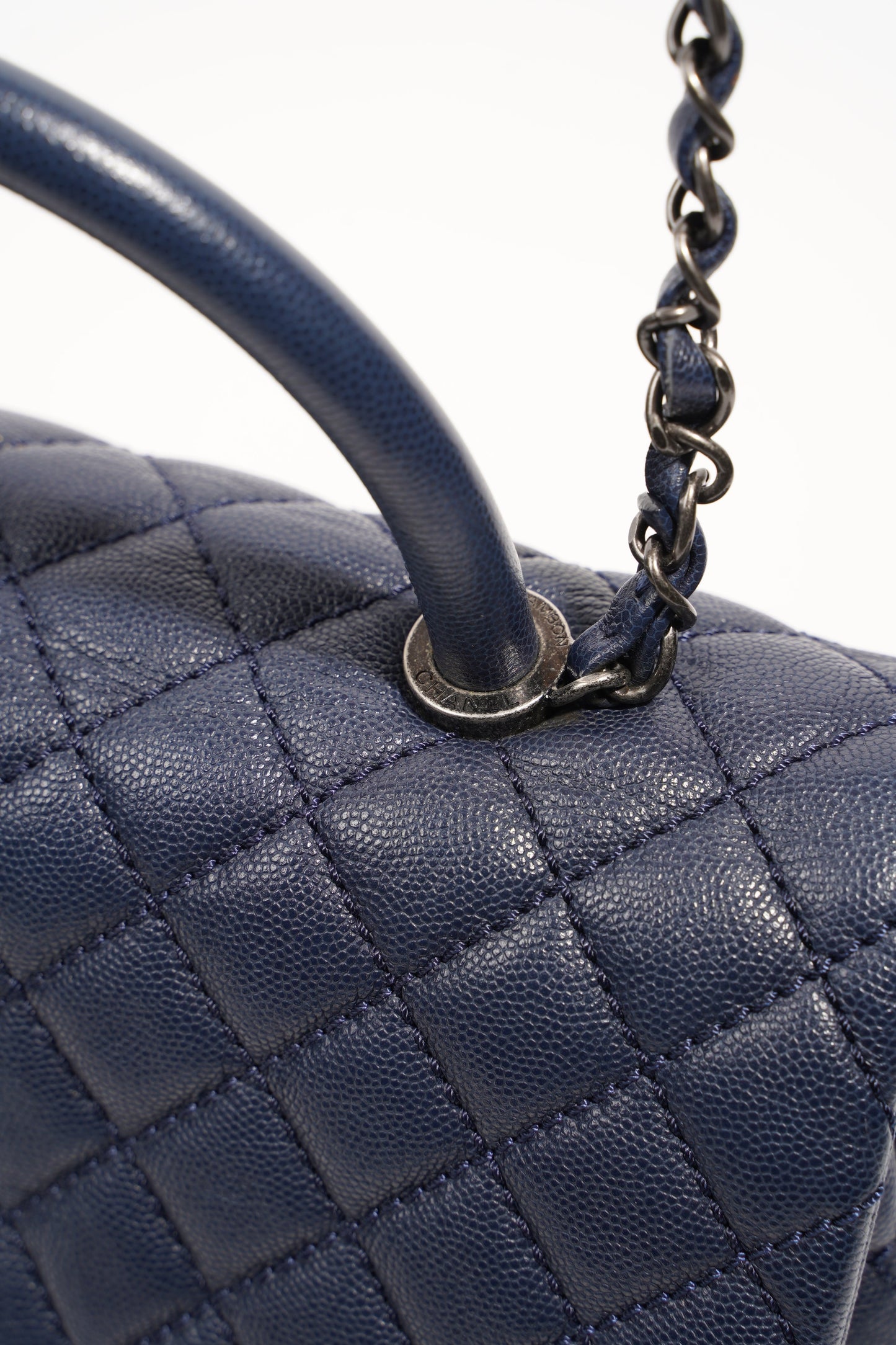 Chanel Womens Coco Top Handle Navy Large