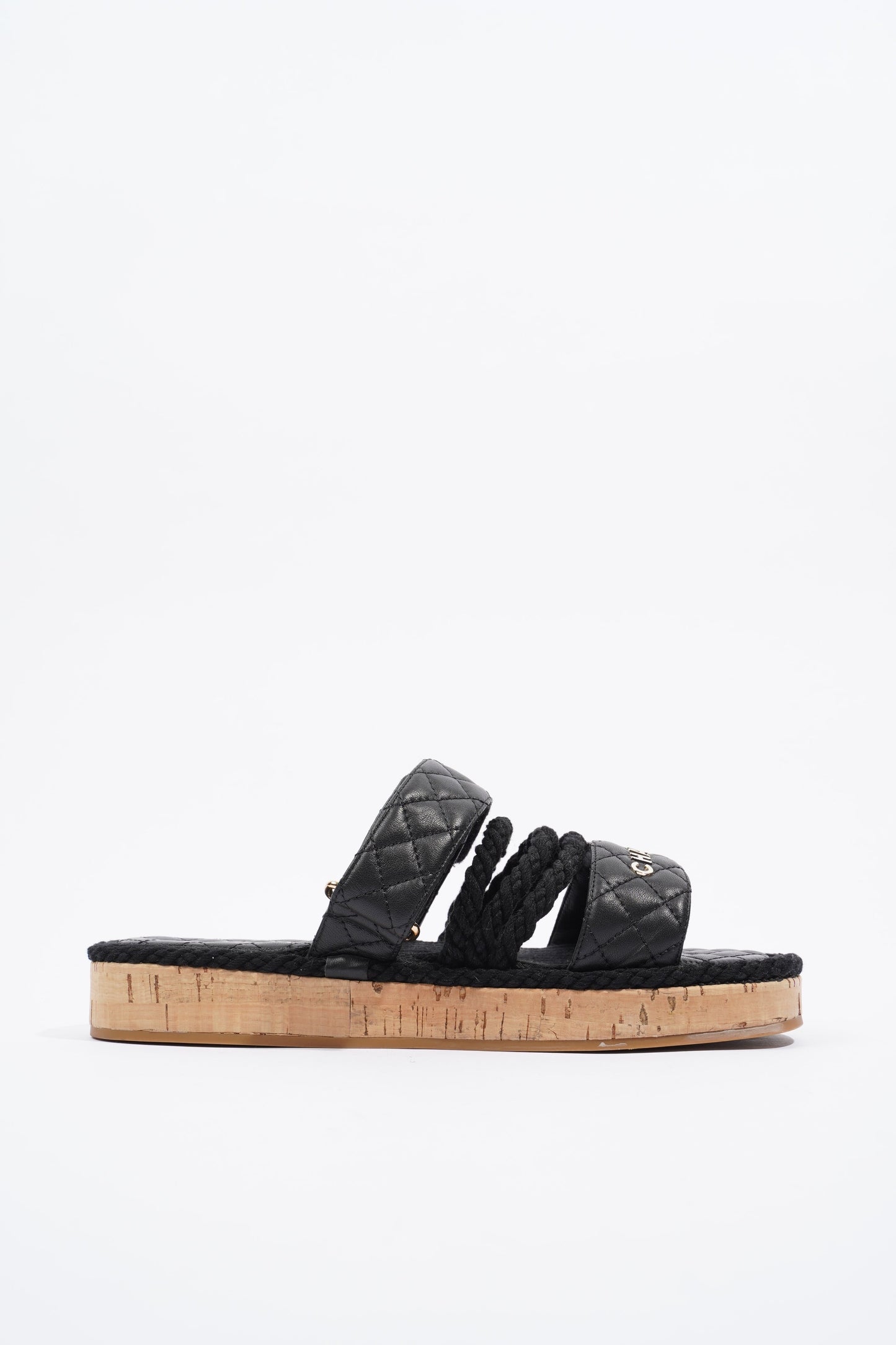Chanel Dad Sandal Black   Gold EU 40   UK 7