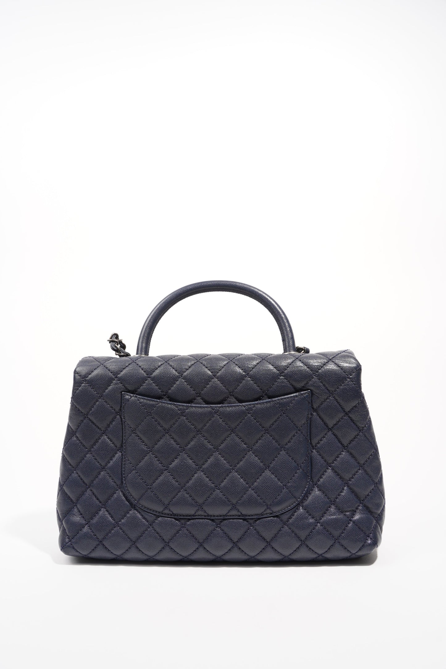 Chanel Womens Coco Top Handle Navy Large