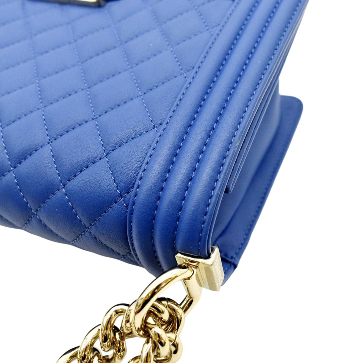 CHANEL Medium Boy Flap Quilted Leather Crossbody Bag Blue