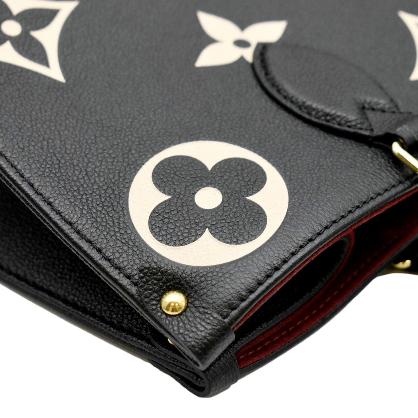 LOUIS VUITTON Onthego MM Giant Monogram Leather Tote Bag Black/Bicolor