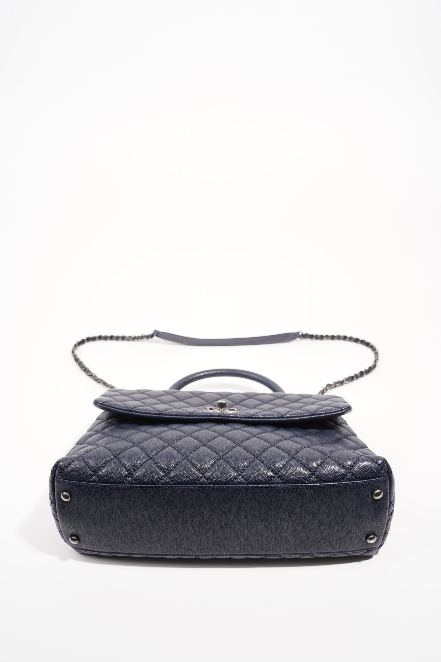 Chanel Womens Coco Top Handle Navy Large