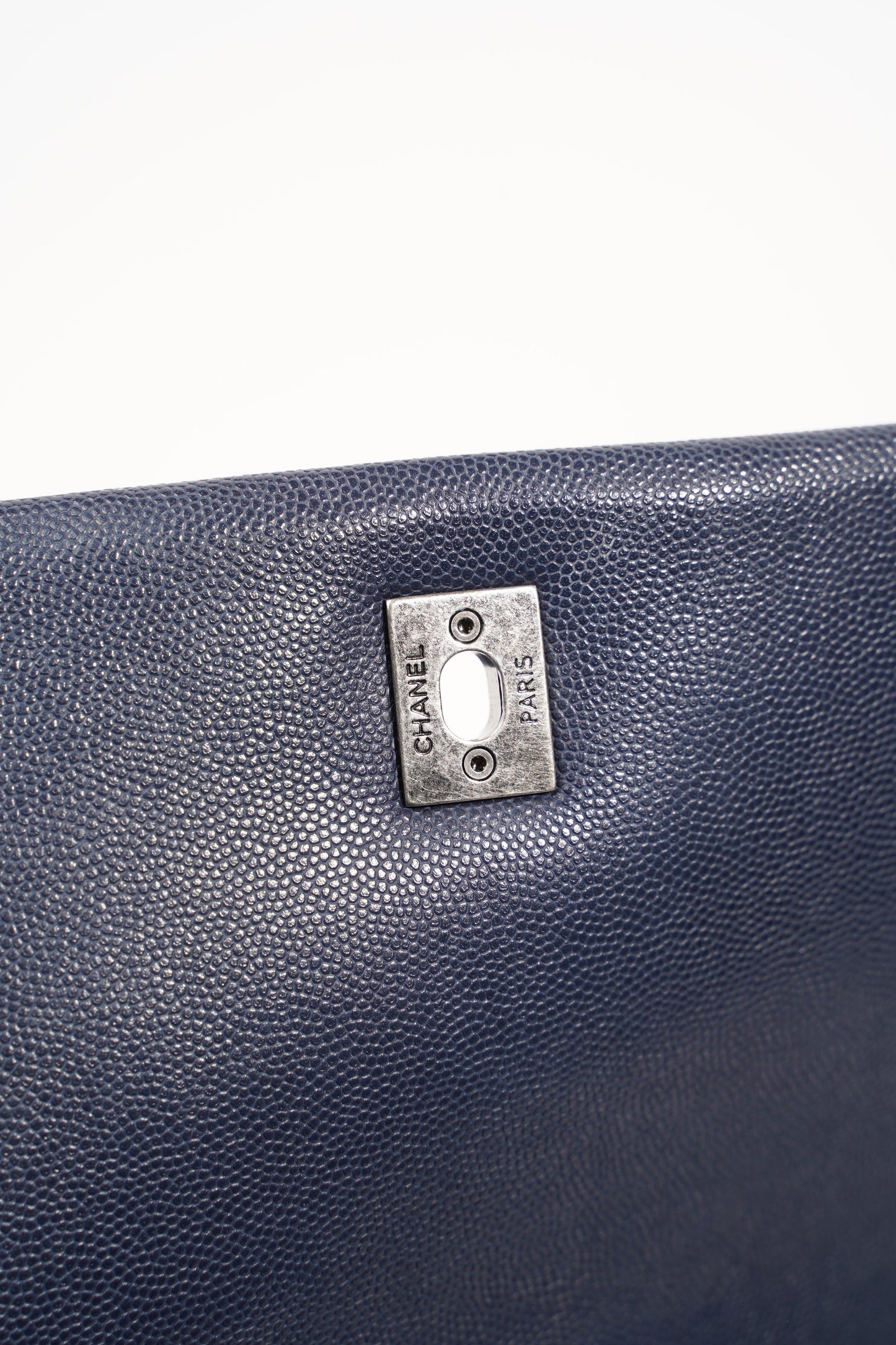 Chanel Womens Coco Top Handle Navy Large