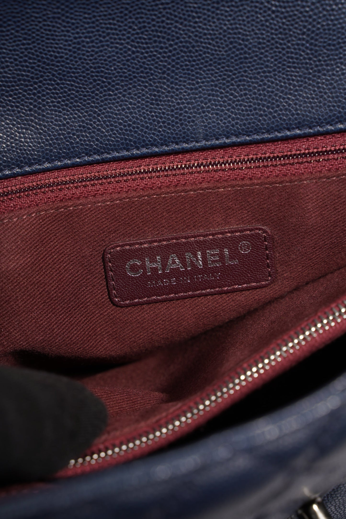 Chanel Womens Coco Top Handle Navy Large