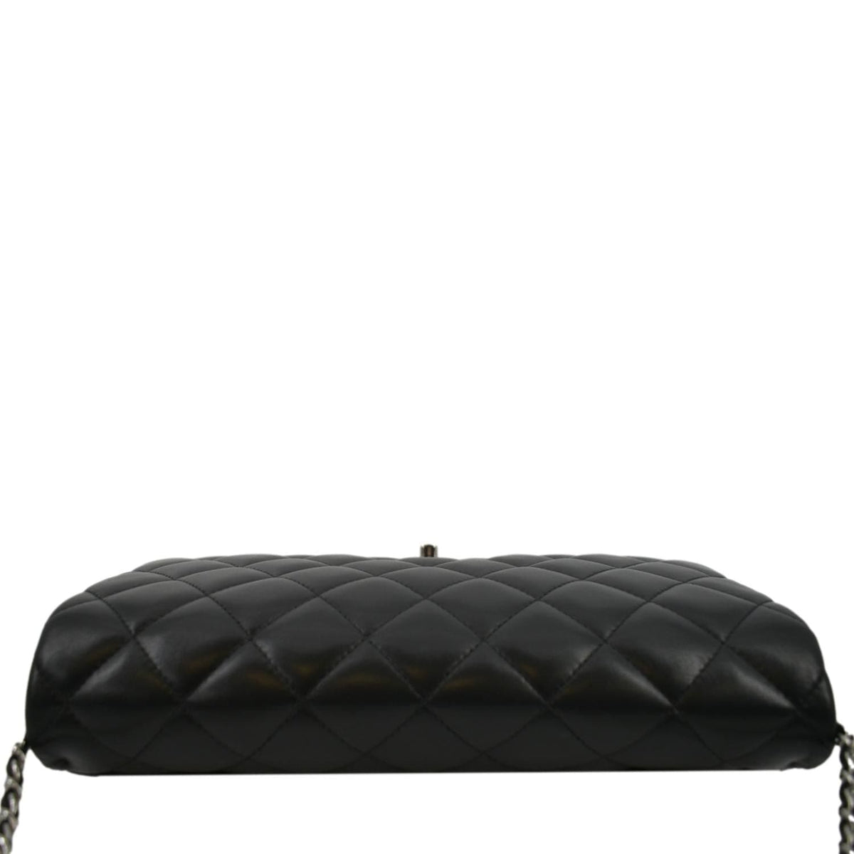 CHANEL Quilted Lambskin Leather Chain Clutch Bag Black