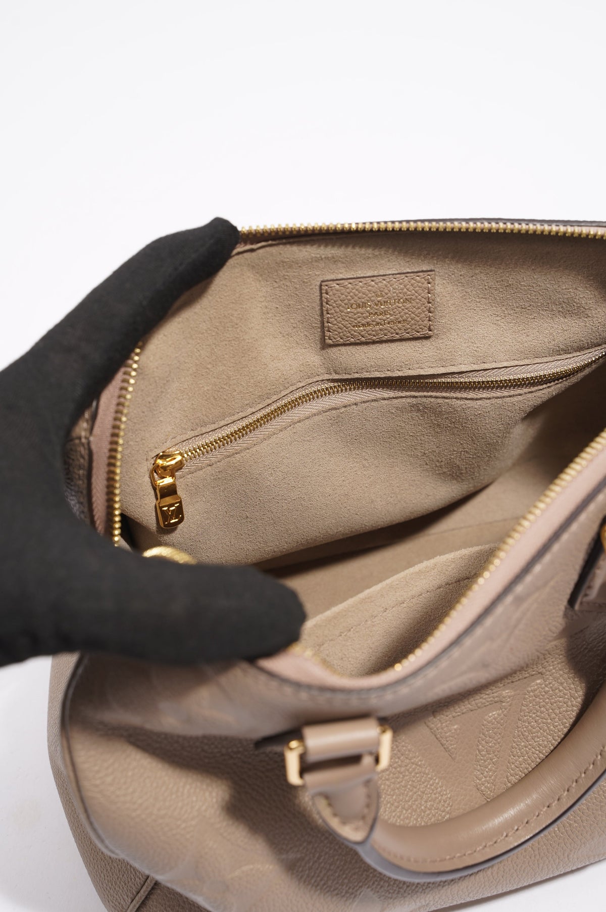Louis Vuitton Speedy Bandouliere Grey Empreinte Leather 25