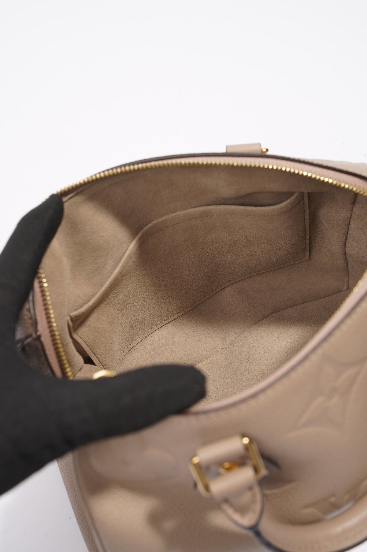 Louis Vuitton Speedy Bandouliere Grey Empreinte Leather 25