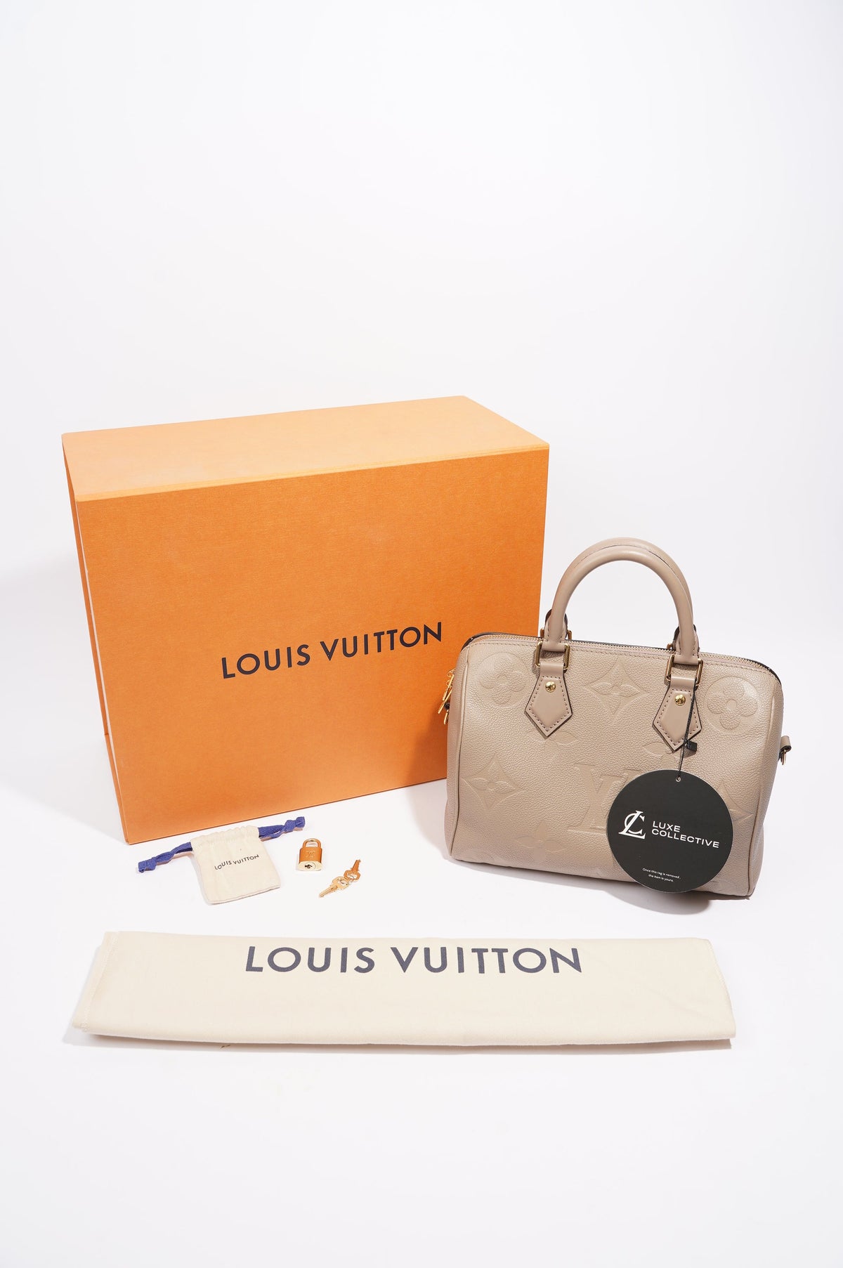 Louis Vuitton Speedy Bandouliere Grey Empreinte Leather 25
