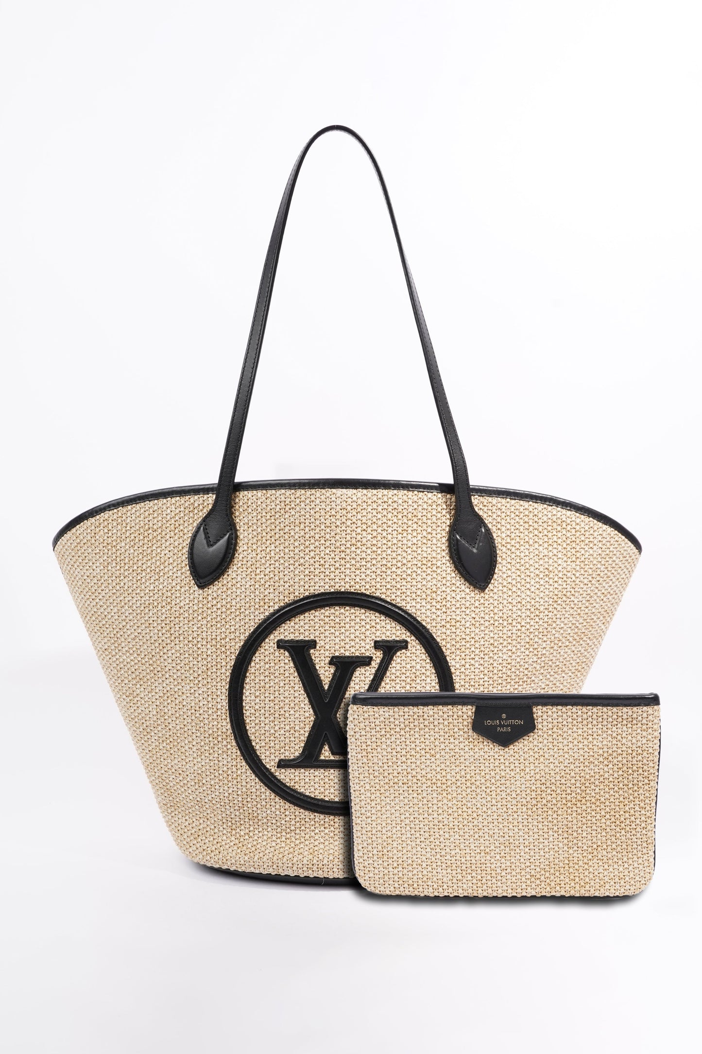 Louis Vuitton Womens Saint Jacques Tote Beige / Black Raffia