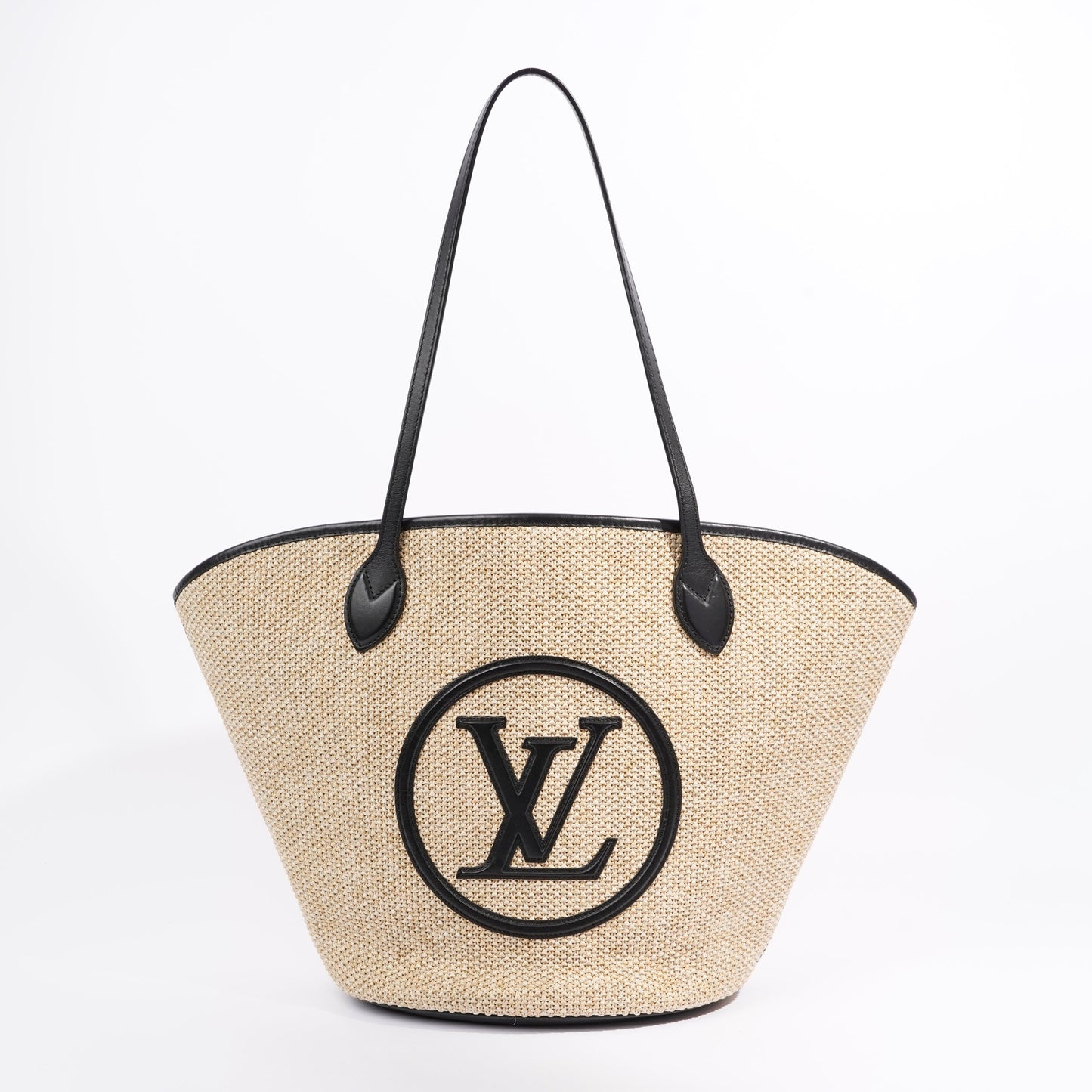 Louis Vuitton Womens Saint Jacques Tote Beige / Black Raffia