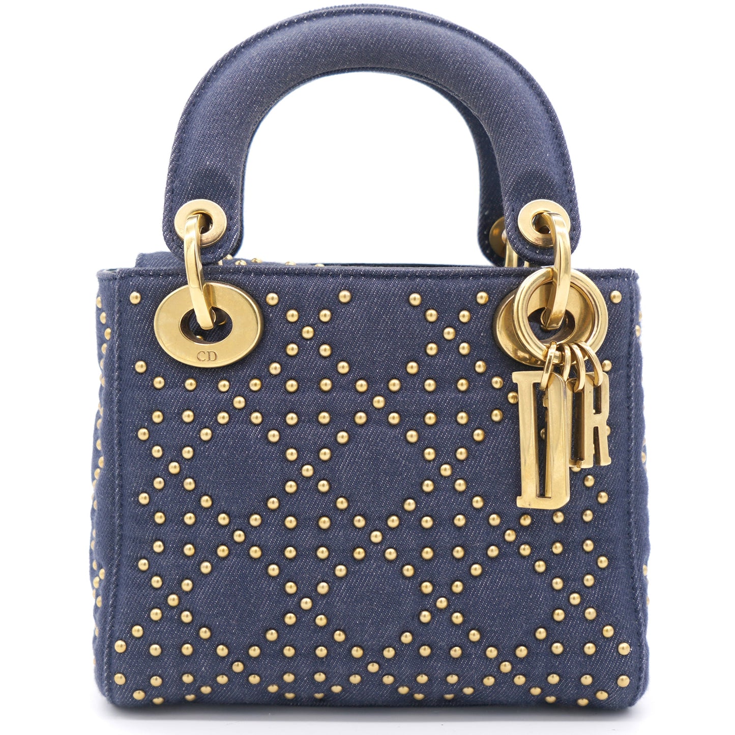 Dior Denim Cannage Studded Mini Supple Lady Dior Blue