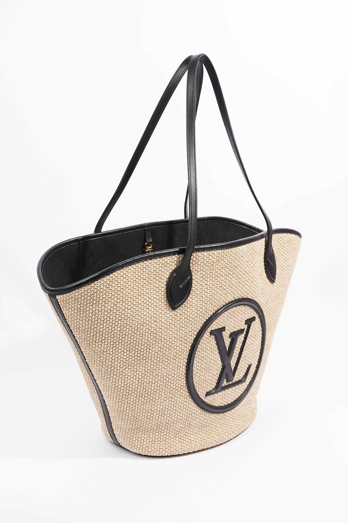 Louis Vuitton Womens Saint Jacques Tote Beige / Black Raffia