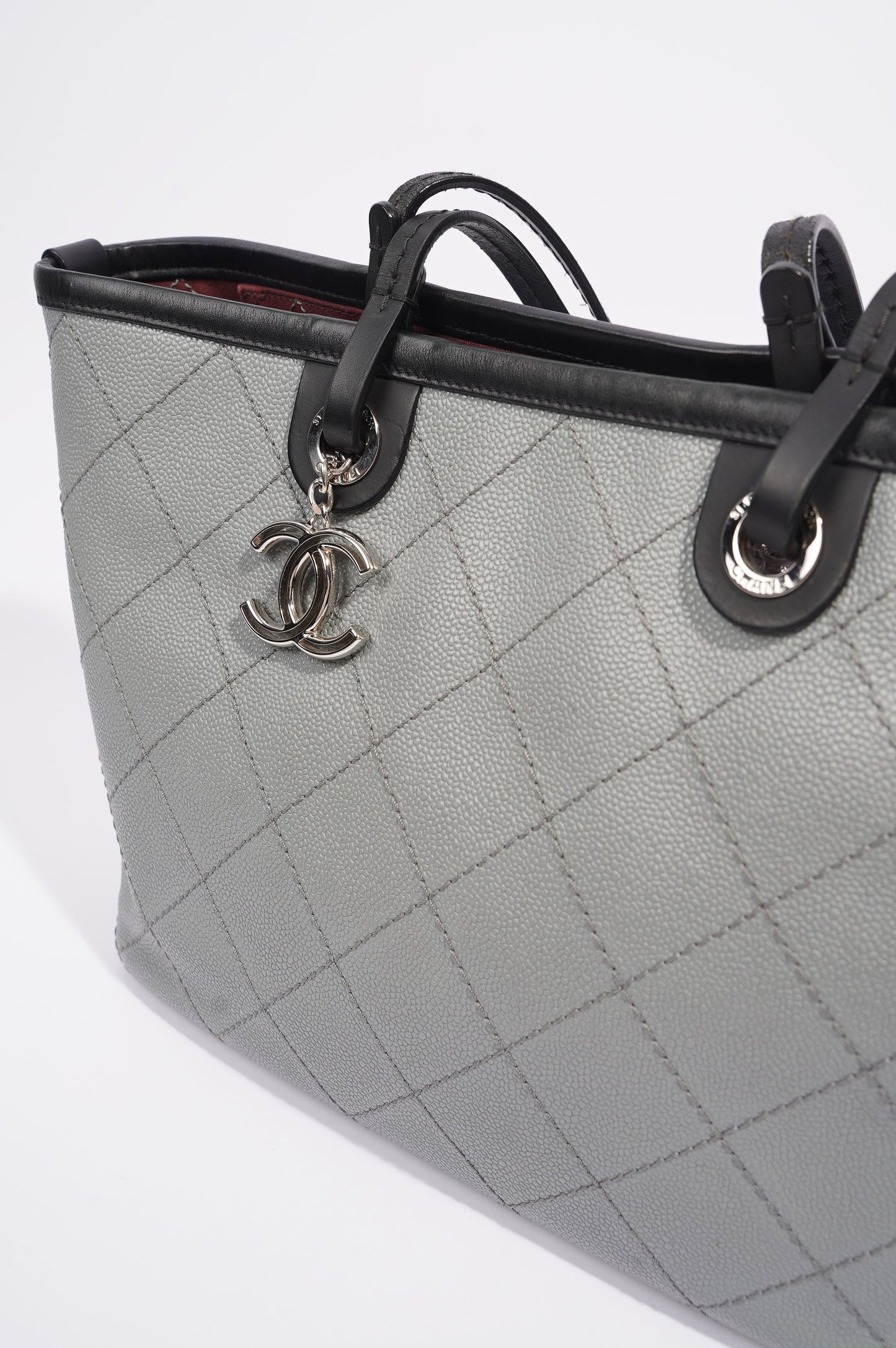 Chanel Womens Fever Shopping Tote Grey Caviar