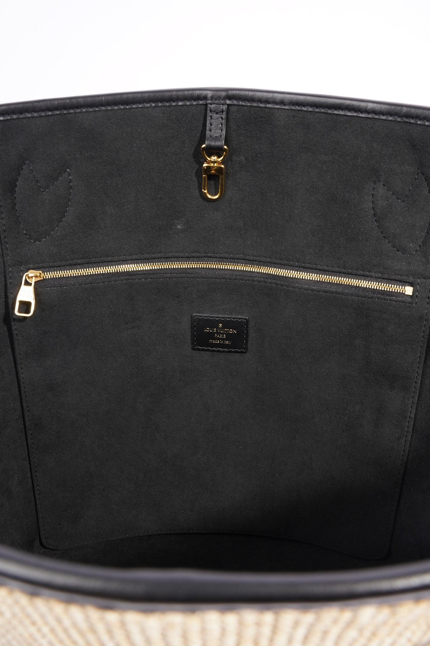 Louis Vuitton Womens Saint Jacques Tote Beige / Black Raffia