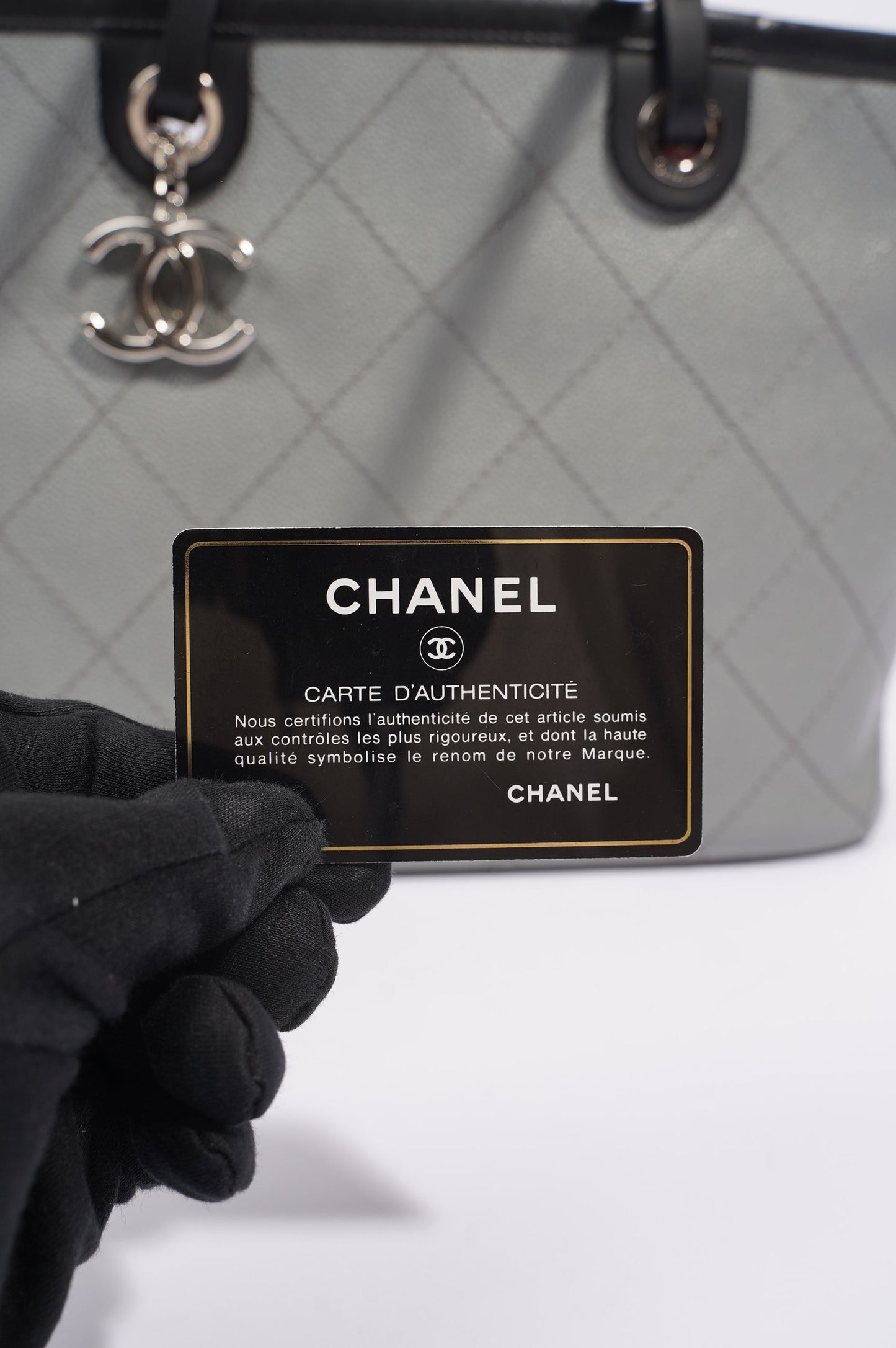 Chanel Womens Fever Shopping Tote Grey Caviar