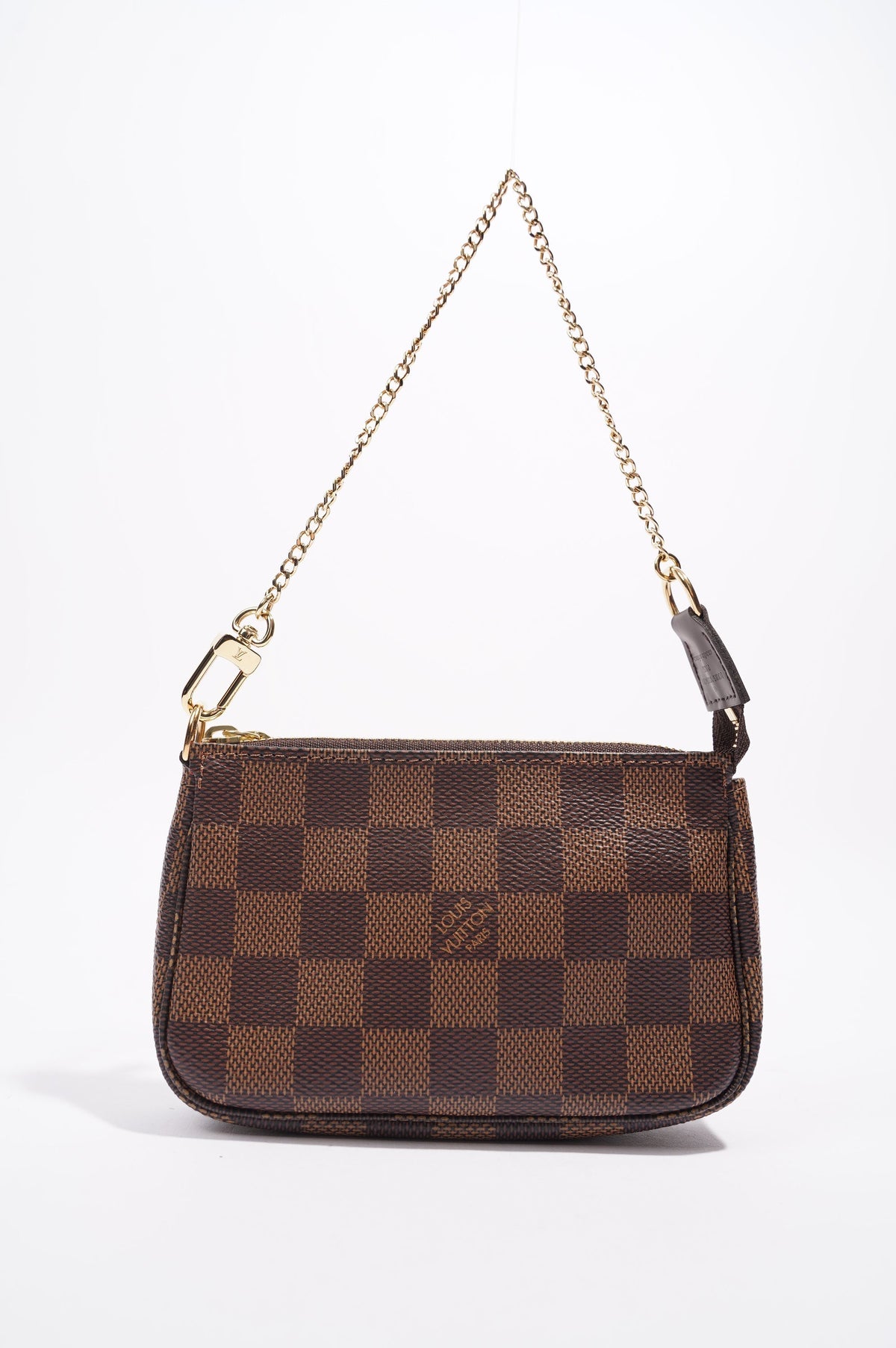 Louis Vuitton Womens Mini Pochette Damier Ebene Canvas
