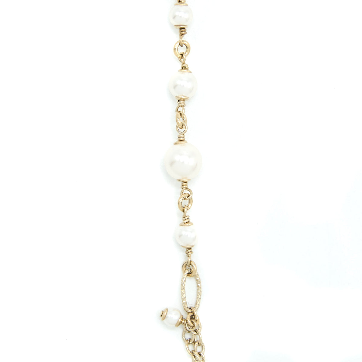 Chanel Mini Pearl CC Logo Long Necklace Light Gold Tone