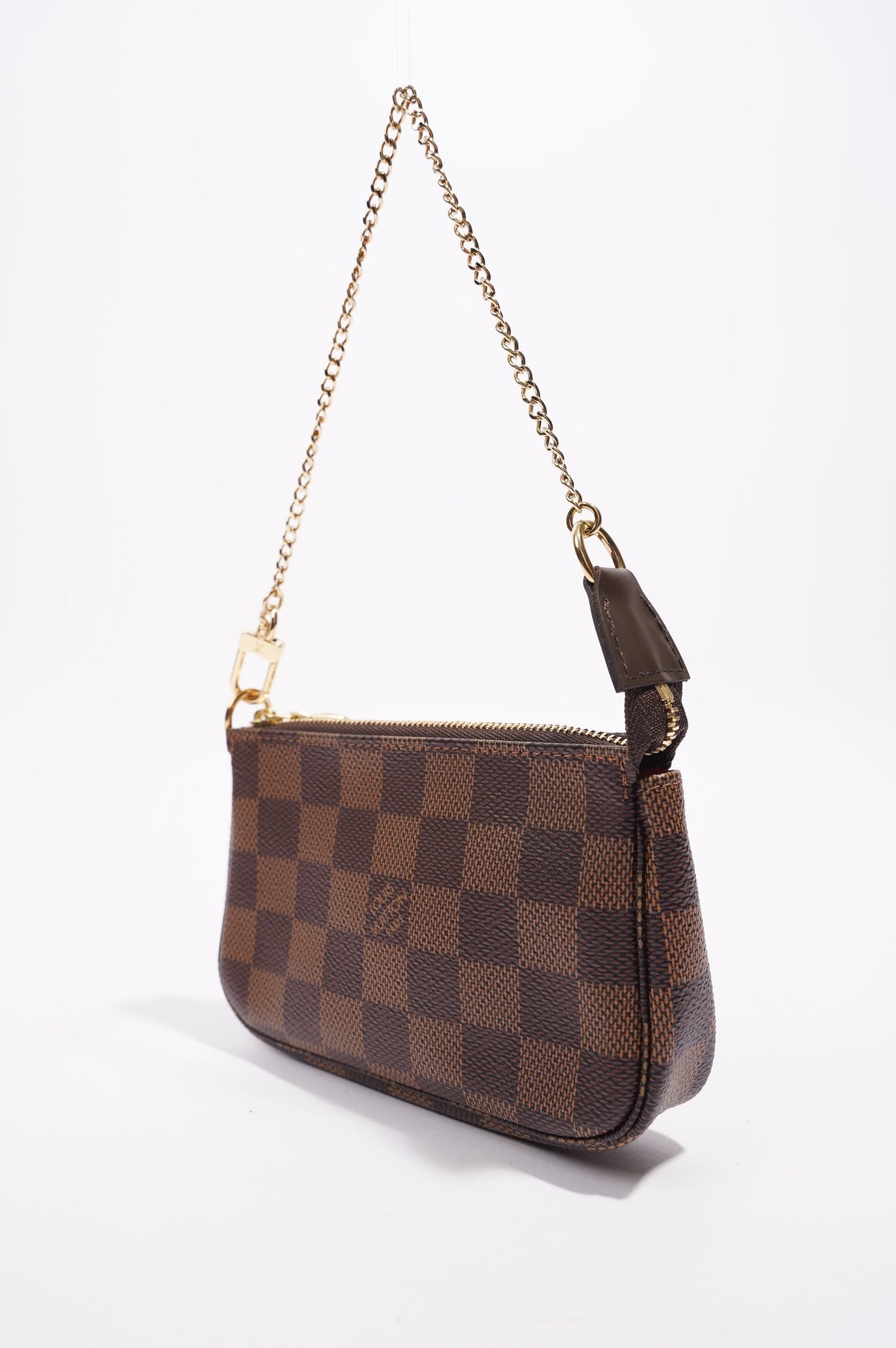 Louis Vuitton Womens Mini Pochette Damier Ebene Canvas