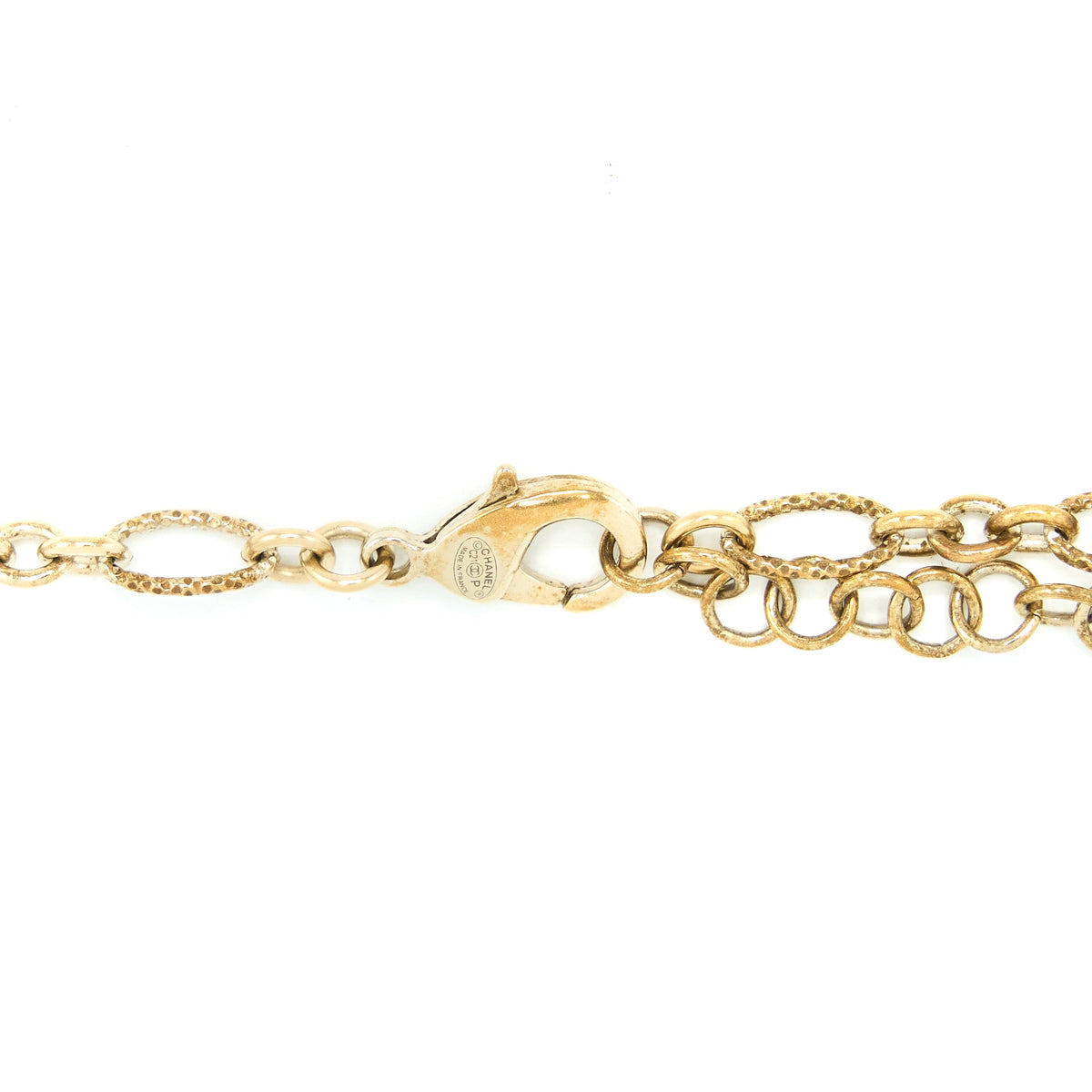 Chanel Mini Pearl CC Logo Long Necklace Light Gold Tone