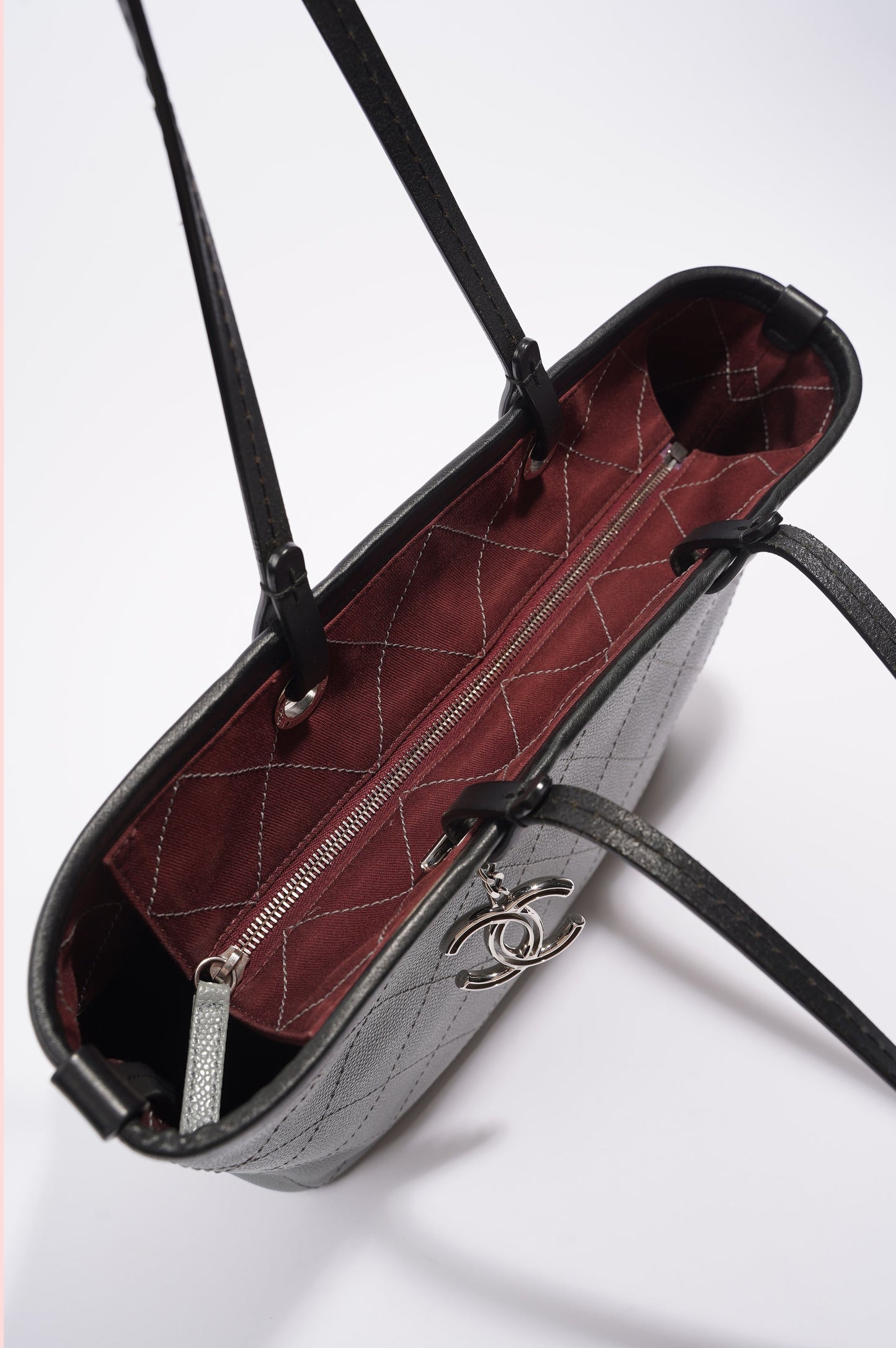 Chanel Womens Fever Shopping Tote Grey Caviar