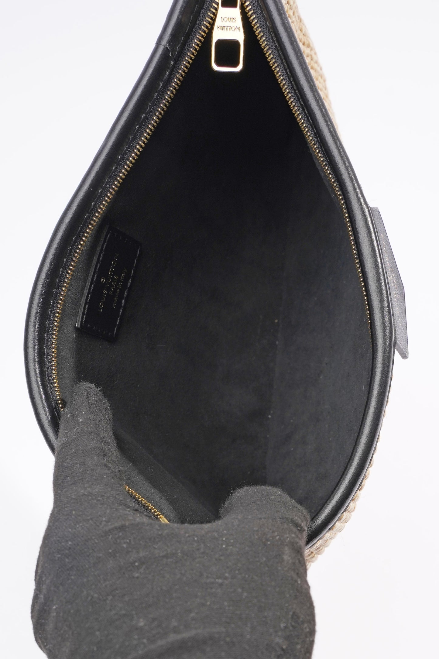 Louis Vuitton Womens Saint Jacques Tote Beige / Black Raffia