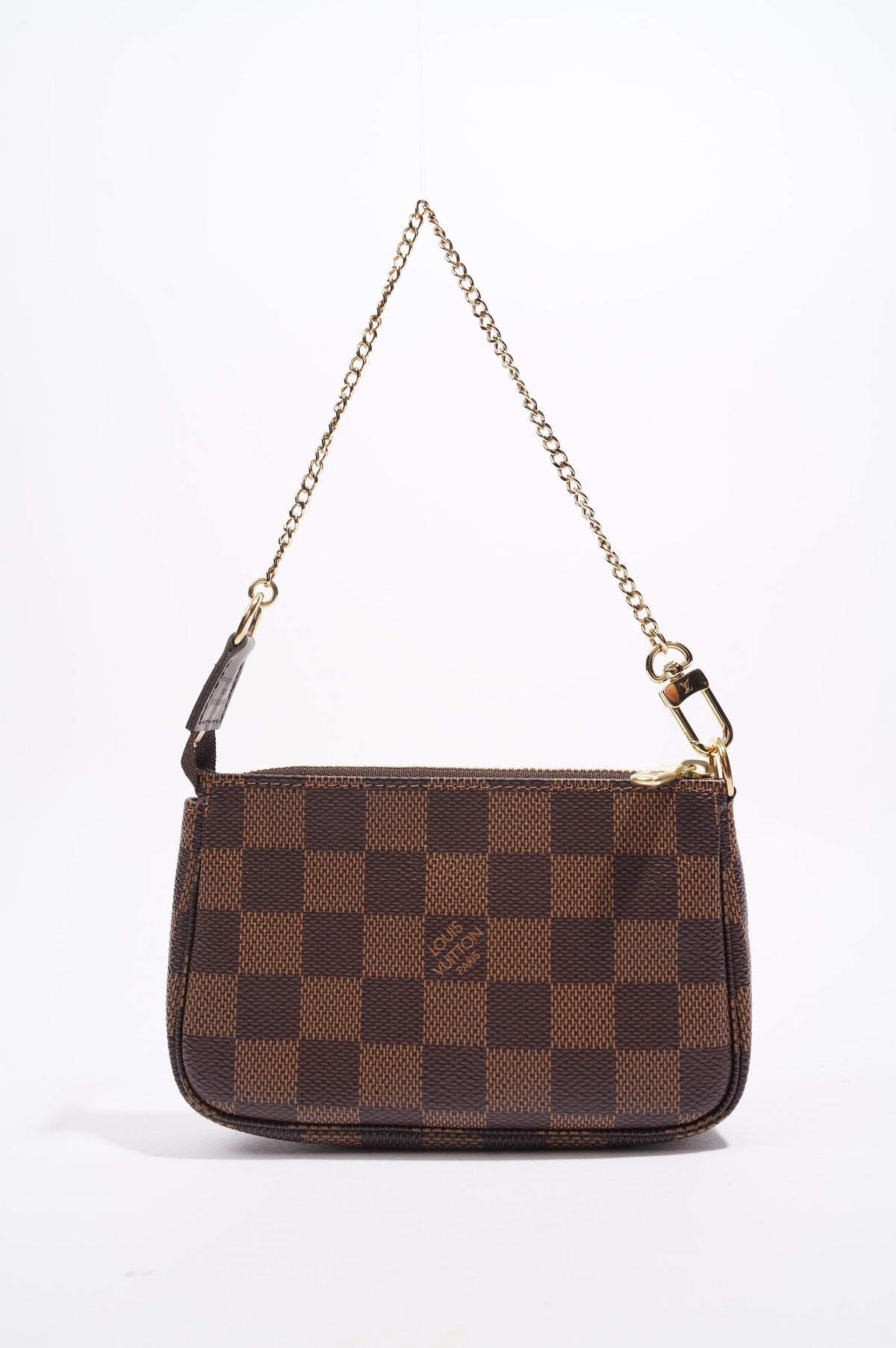 Louis Vuitton Womens Mini Pochette Damier Ebene Canvas