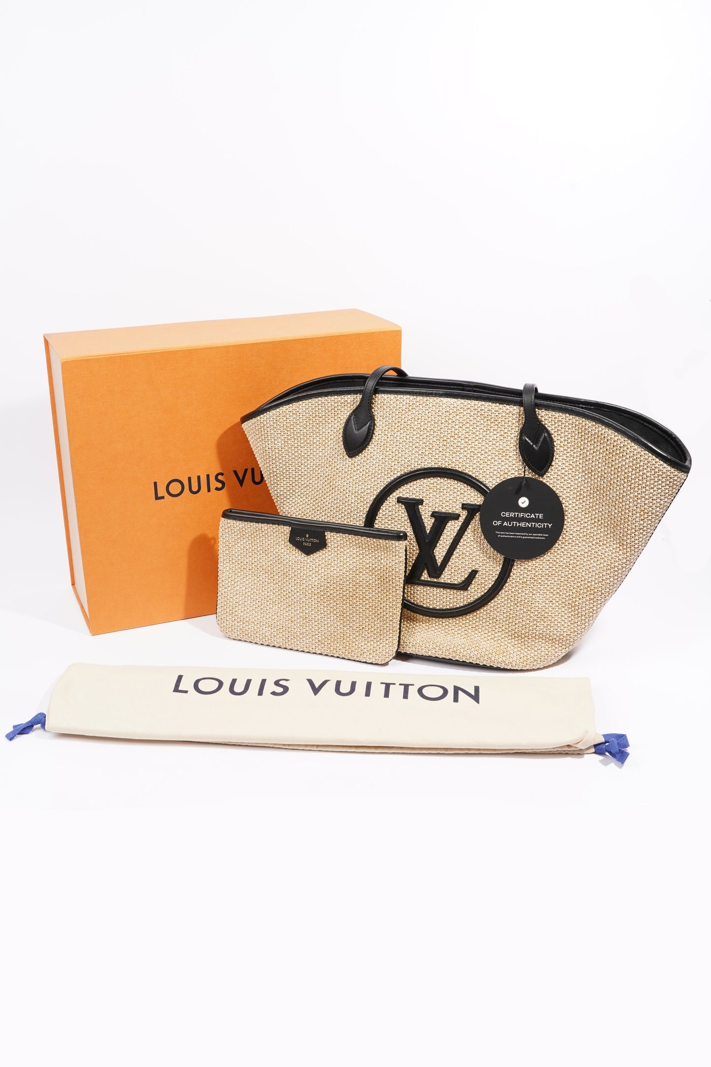 Louis Vuitton Womens Saint Jacques Tote Beige / Black Raffia