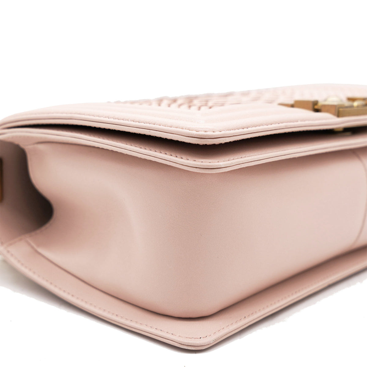 Chanel Pink Quilted Snakeskin Old Medium Boy Bag