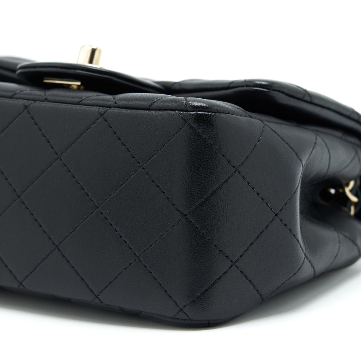 Chanel Mini Square Flap Bag Lambskin Black LGHW