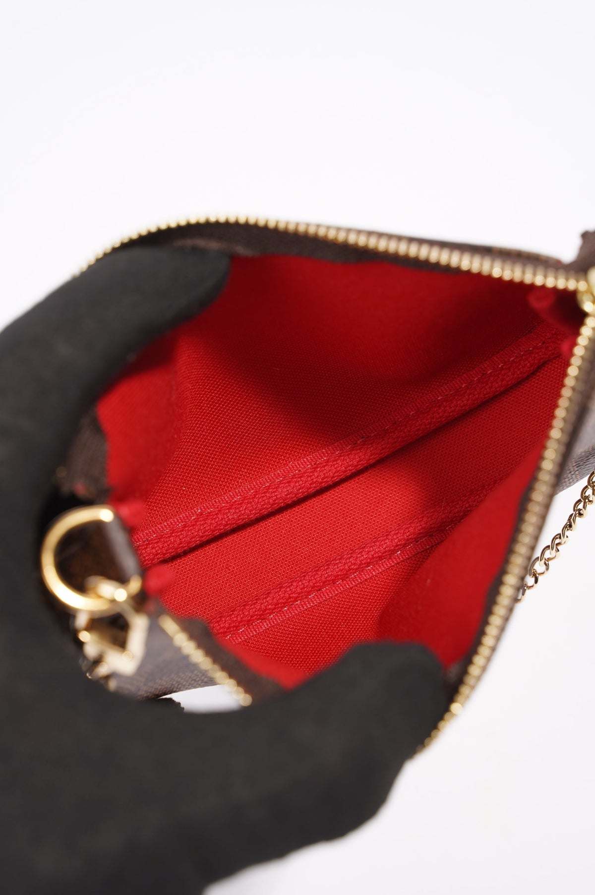 Louis Vuitton Womens Mini Pochette Damier Ebene Canvas