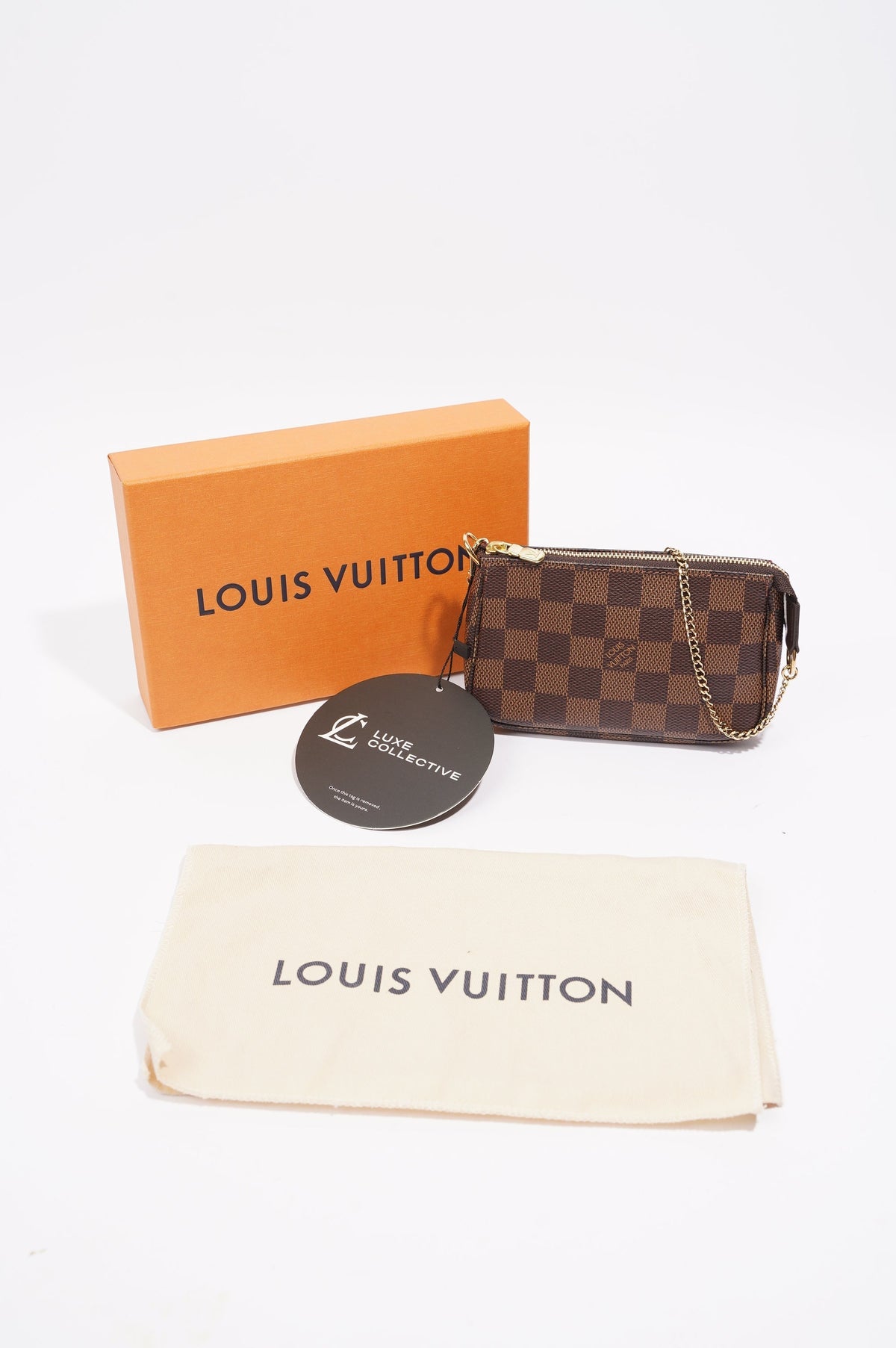 Louis Vuitton Womens Mini Pochette Damier Ebene Canvas