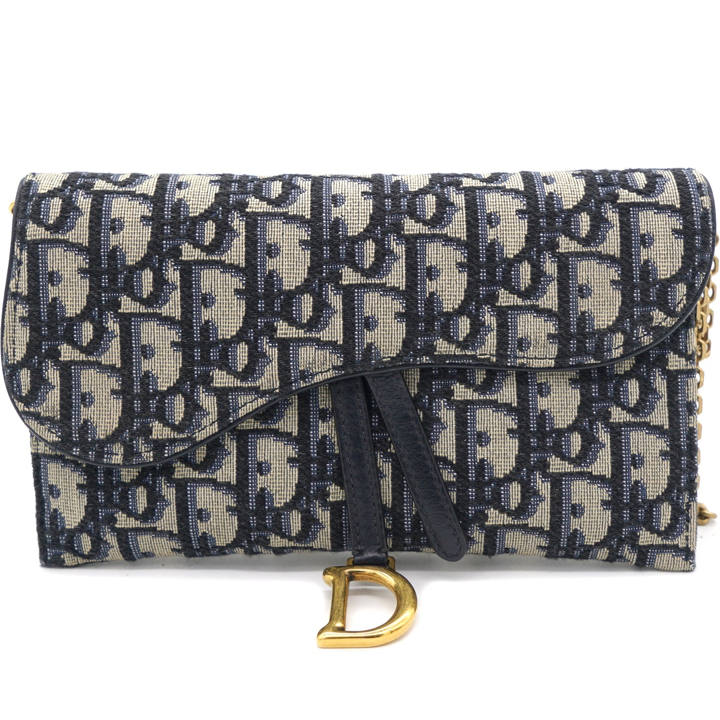 Dior Oblique Saddle Chain Long Wallet Blue