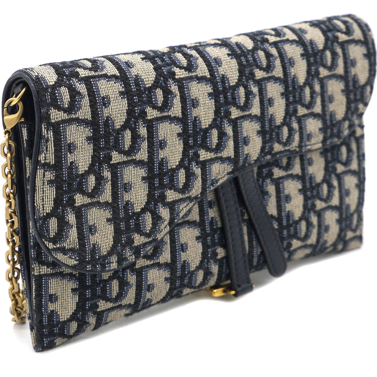 Dior Oblique Saddle Chain Long Wallet Blue