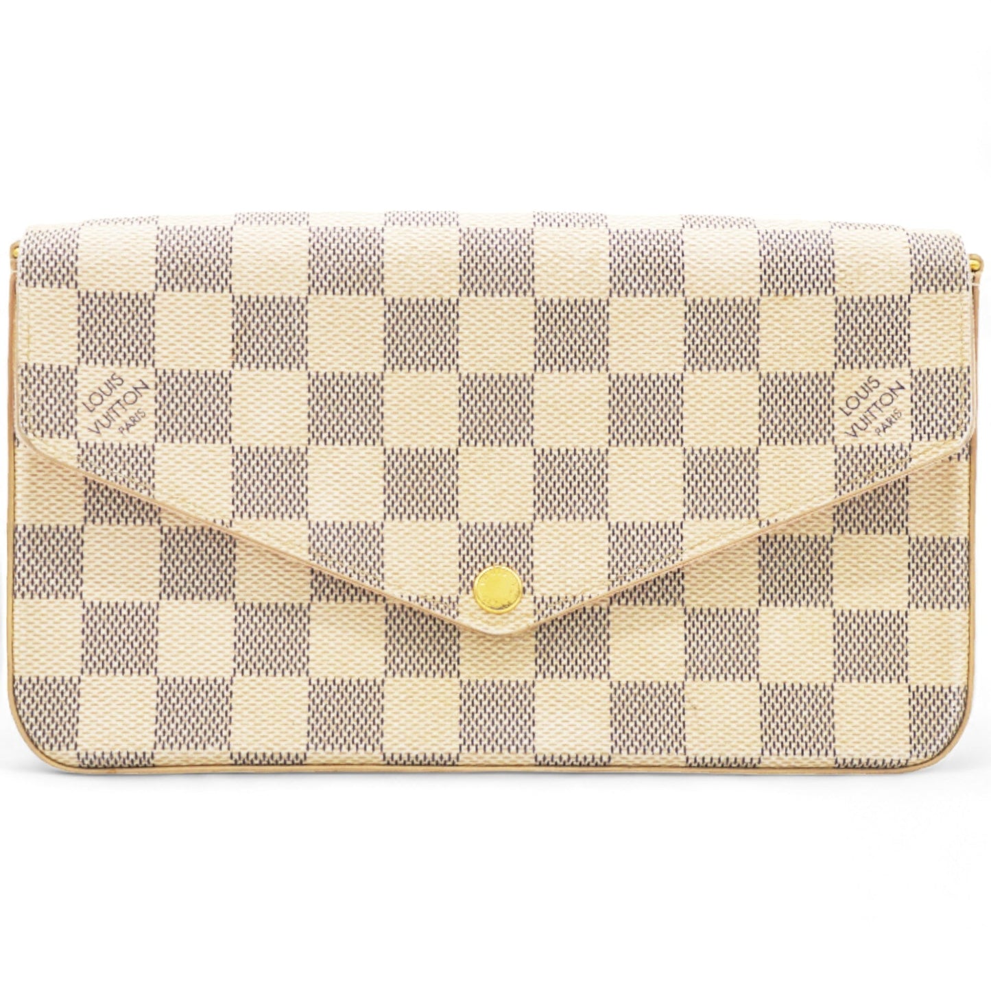 Damier Azur Pochette Felicie Chain Wallet Rose Ballerine