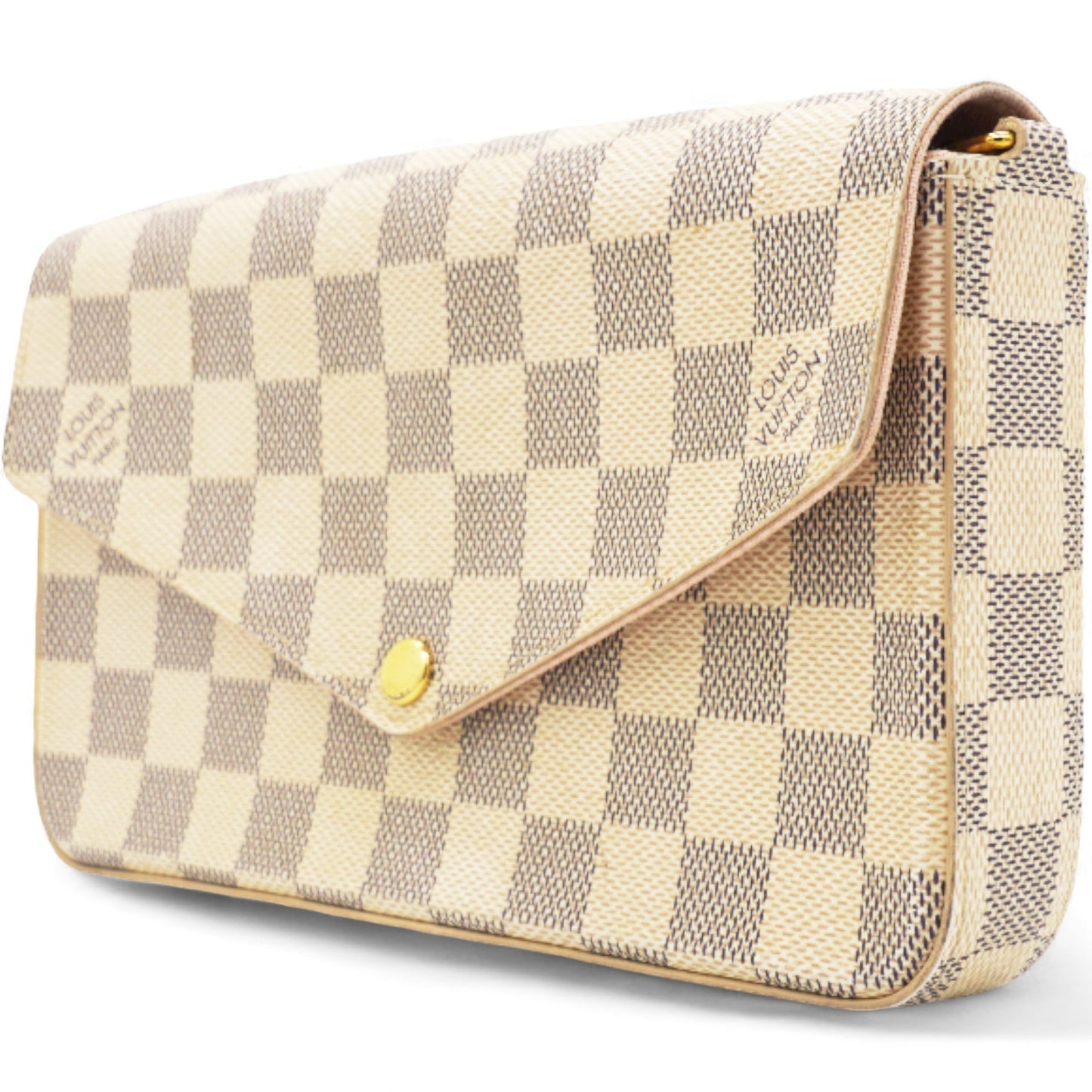 Damier Azur Pochette Felicie Chain Wallet Rose Ballerine