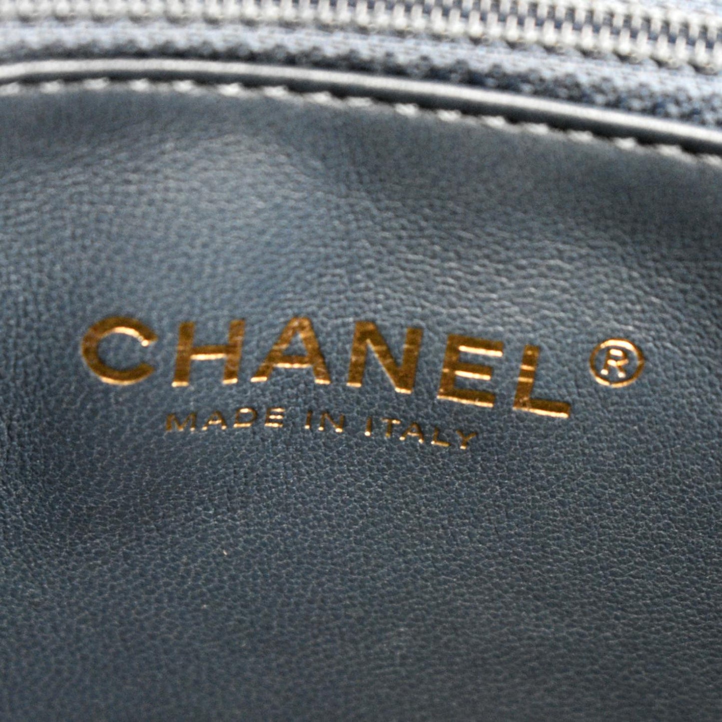 CHANEL Small Straight Lined Shopping Quilted Leather Tote Bag Blue