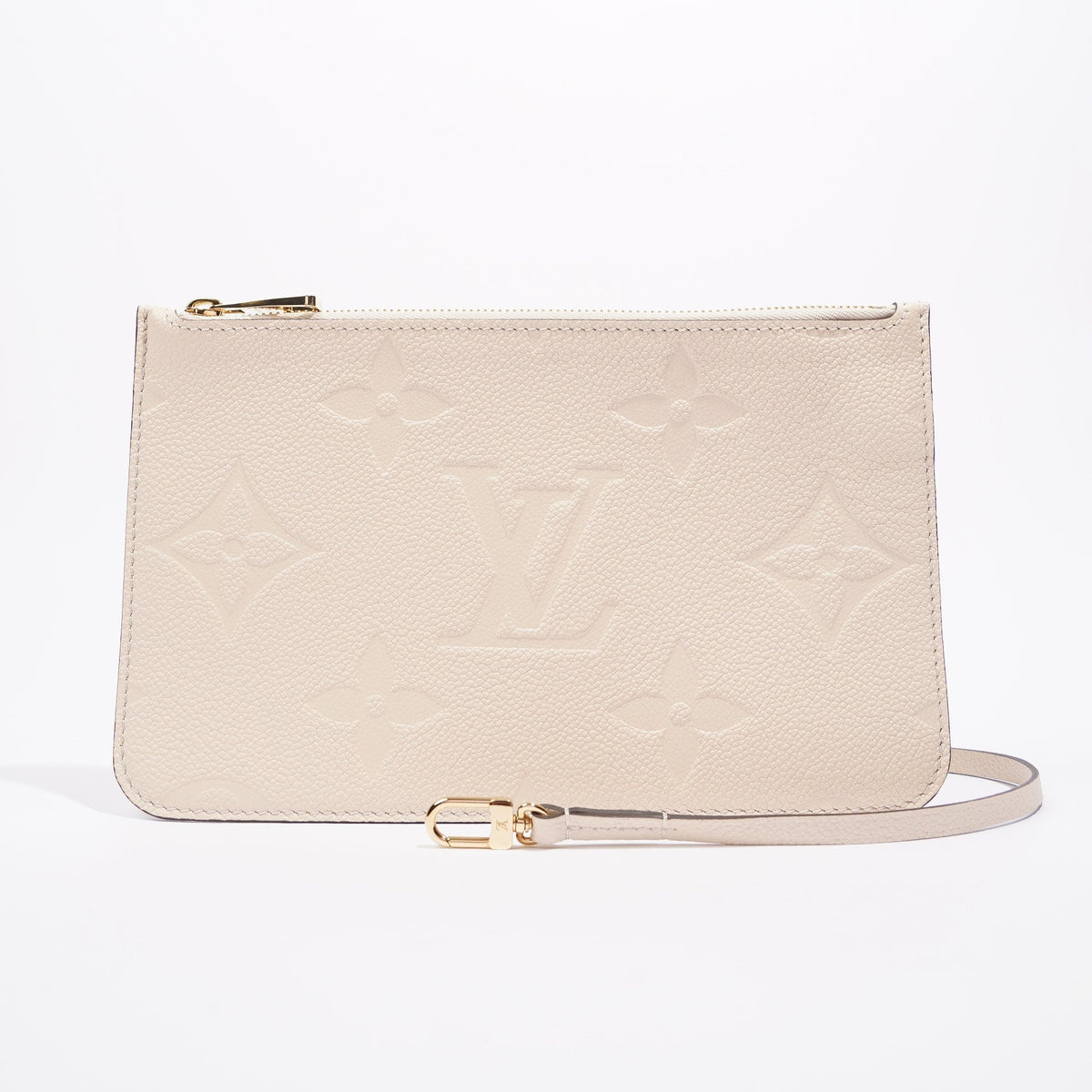 Louis Vuitton Womens Tourterelle Never Full Pochette Empreinte Leather MM