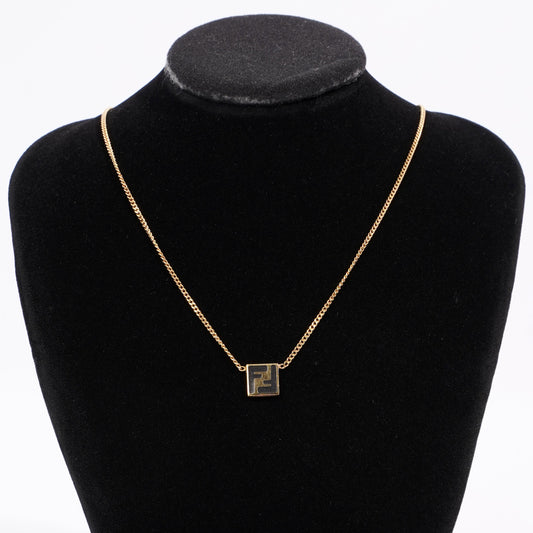 Fendi Womens O'Lock Necklace Golden Finish Base Metal