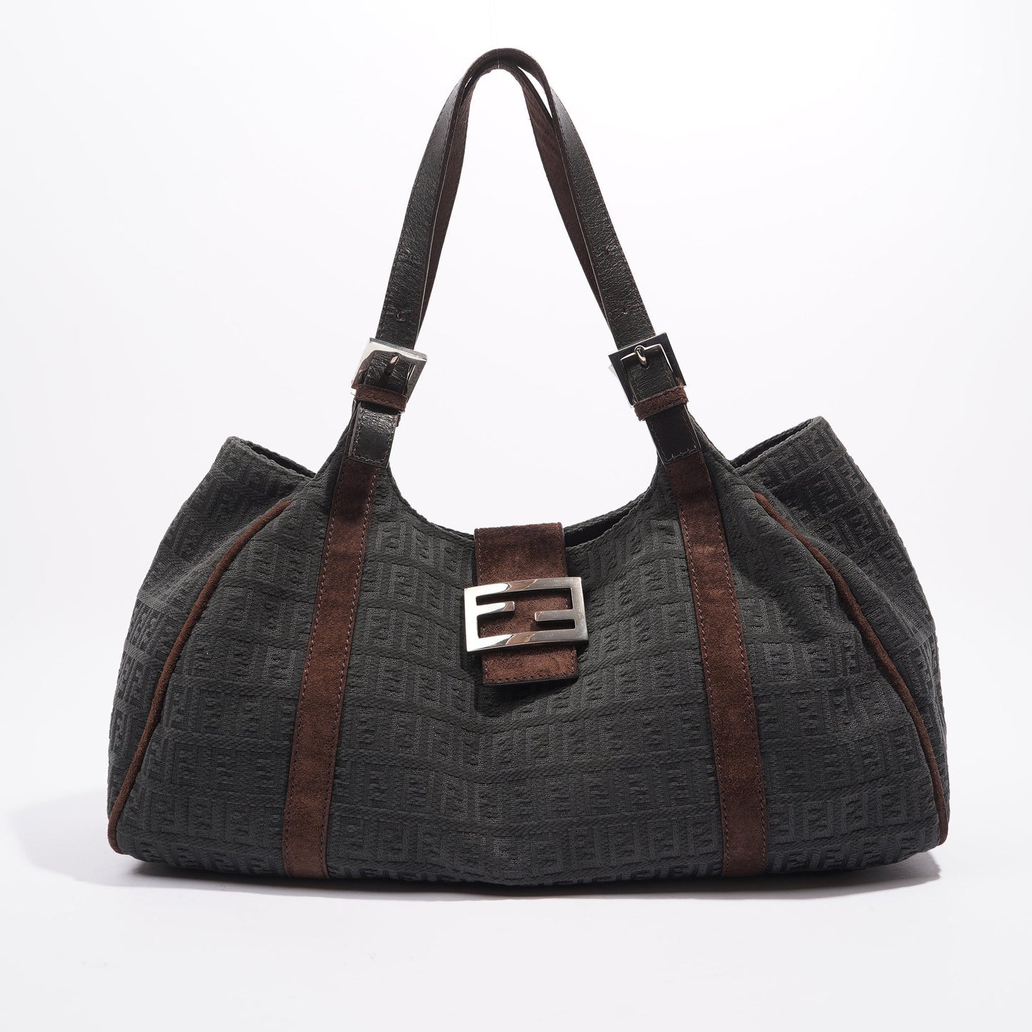 Fendi Zucchino Shoulder Bag Grey