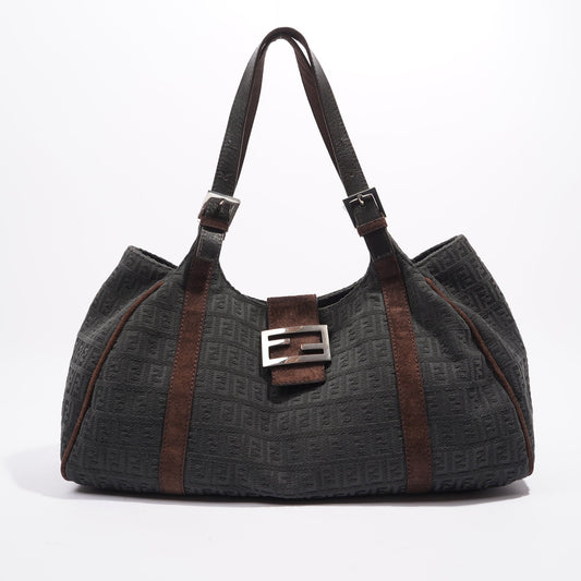Fendi Zucchino Shoulder Bag Grey