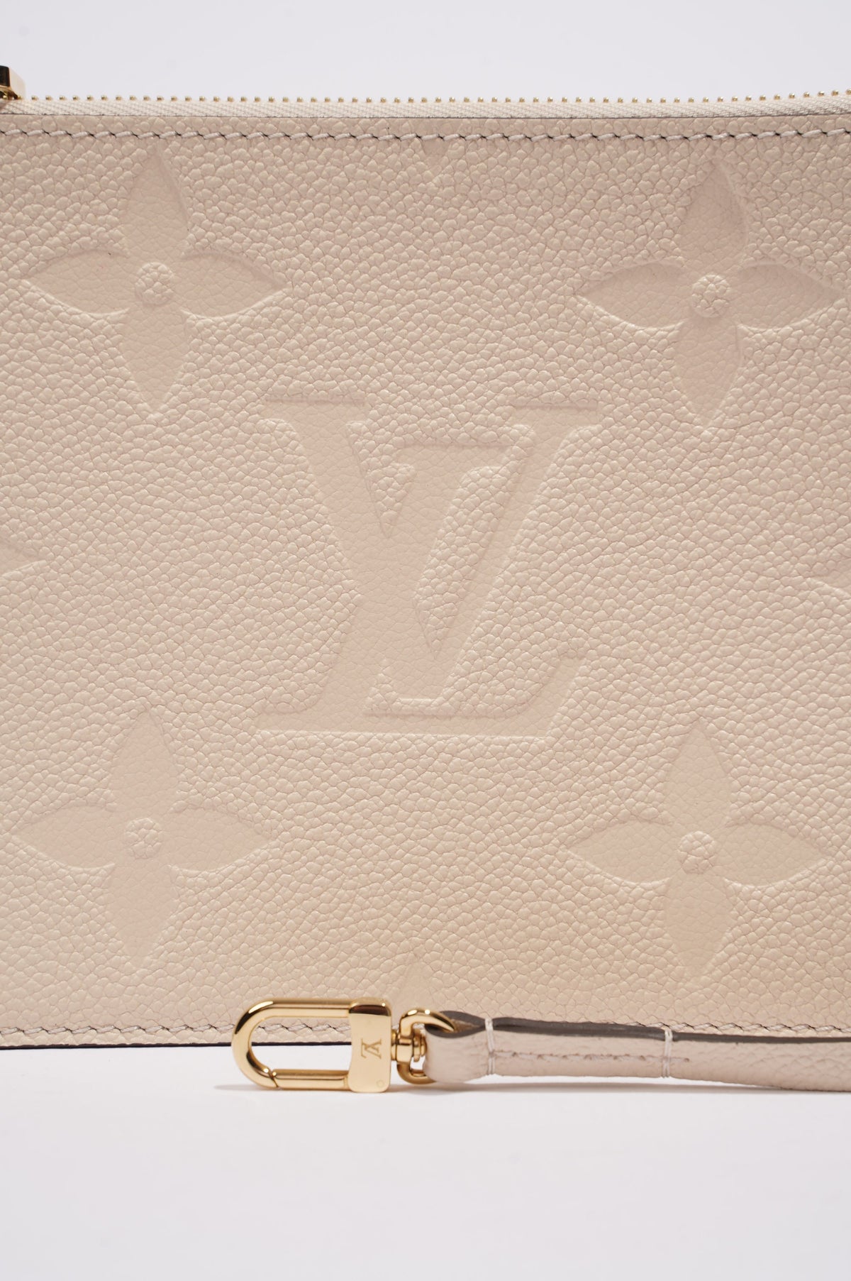 Louis Vuitton Womens Tourterelle Never Full Pochette Empreinte Leather MM