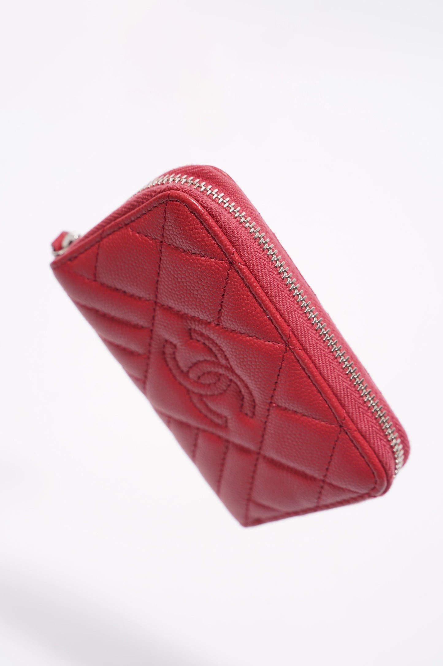 Chanel Womens Zippy Coin Wallet Pink Caviar Leather