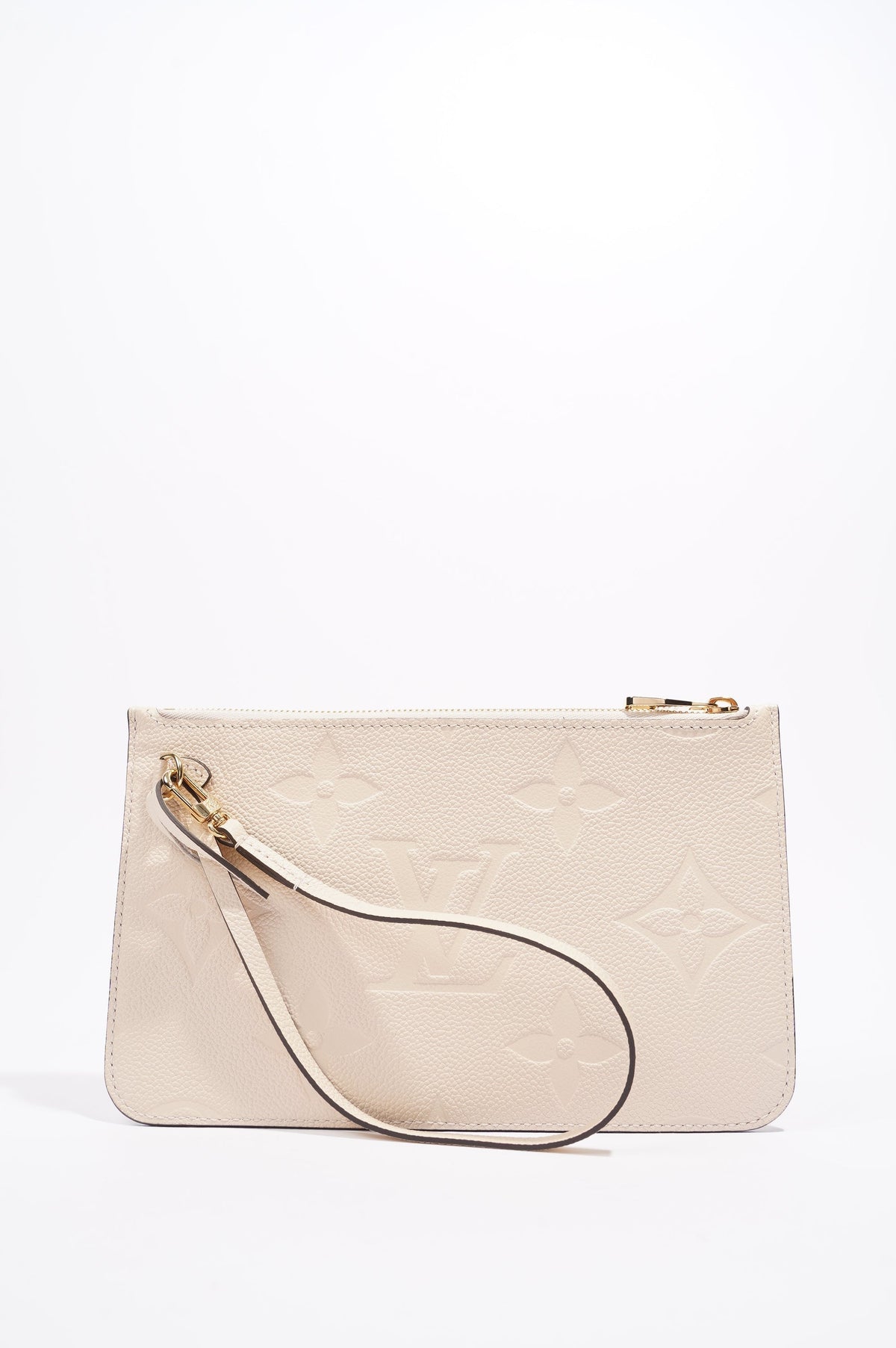 Louis Vuitton Womens Tourterelle Never Full Pochette Empreinte Leather MM