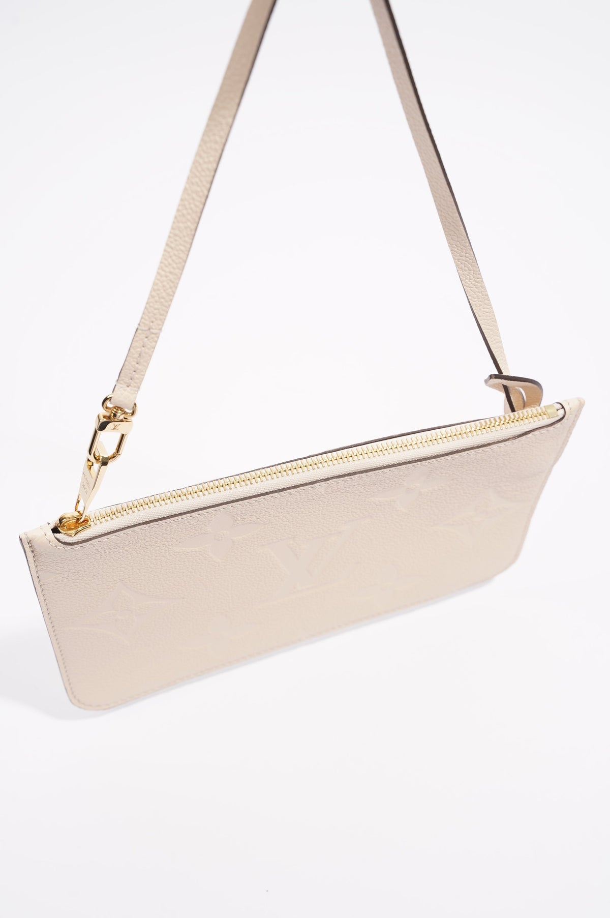 Louis Vuitton Womens Tourterelle Never Full Pochette Empreinte Leather MM