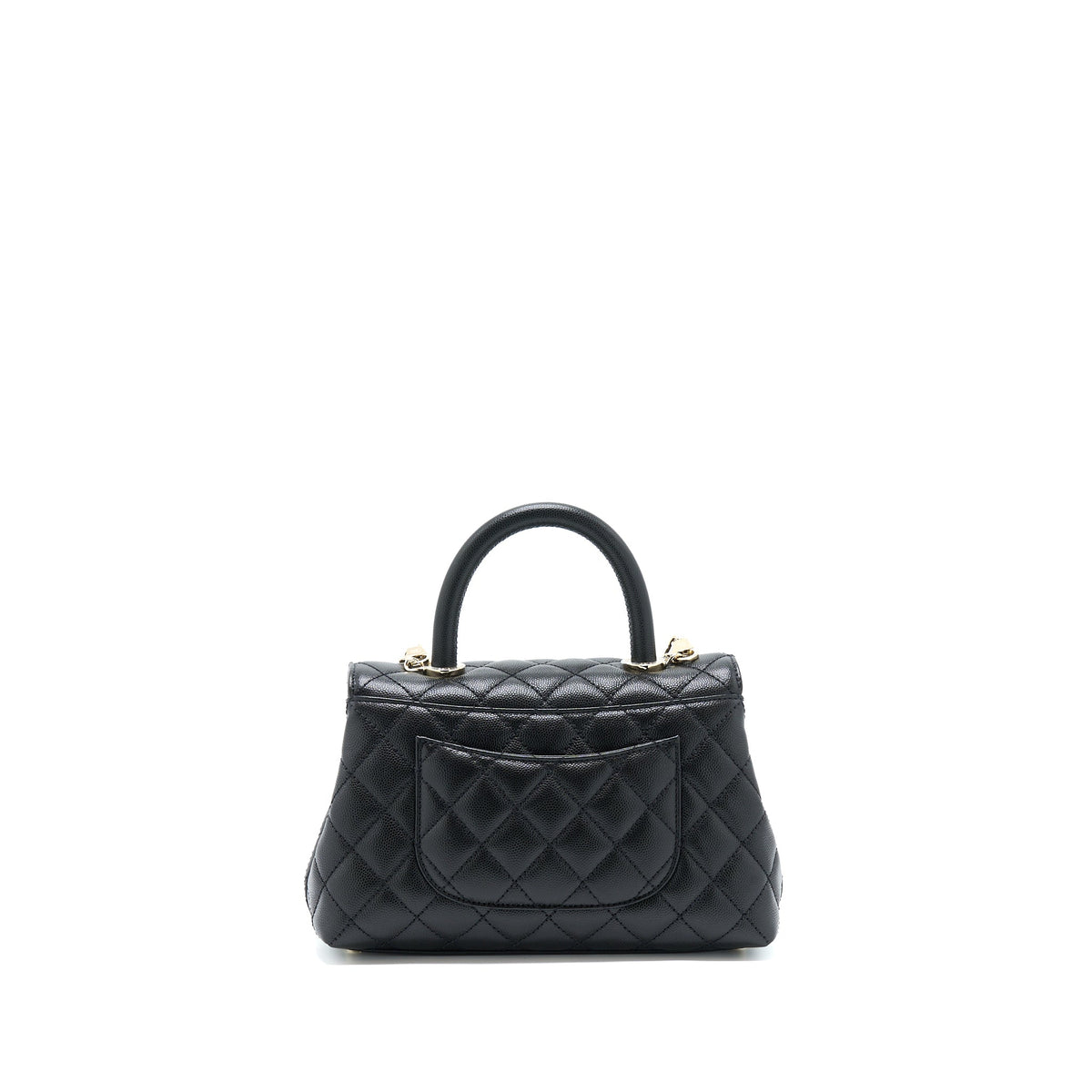 Chanel Small Coco Handle Caviar Black LGHW (Microchip).