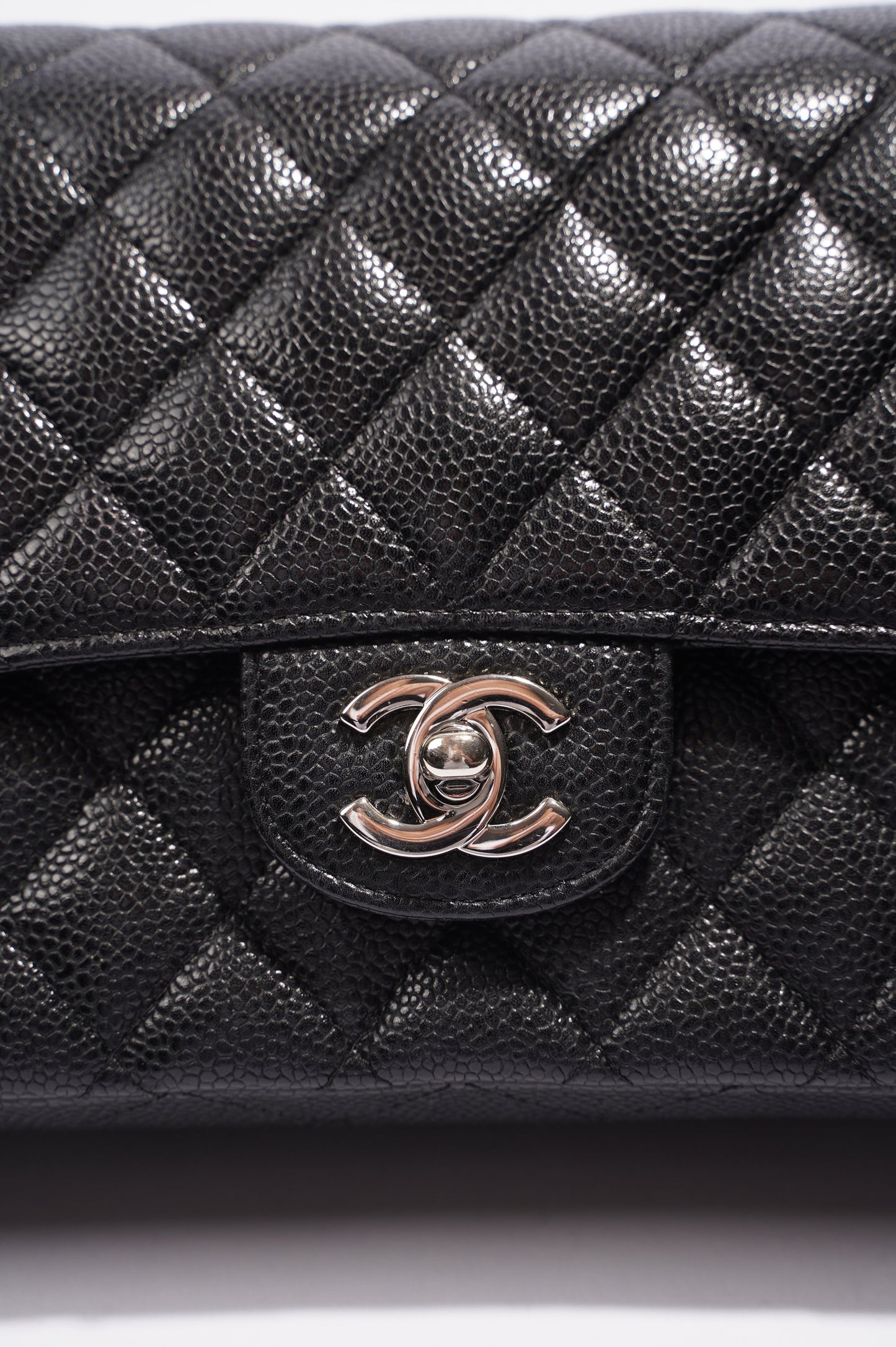 Chanel Double Classic Flap Bag Black Caviar Leather Medium