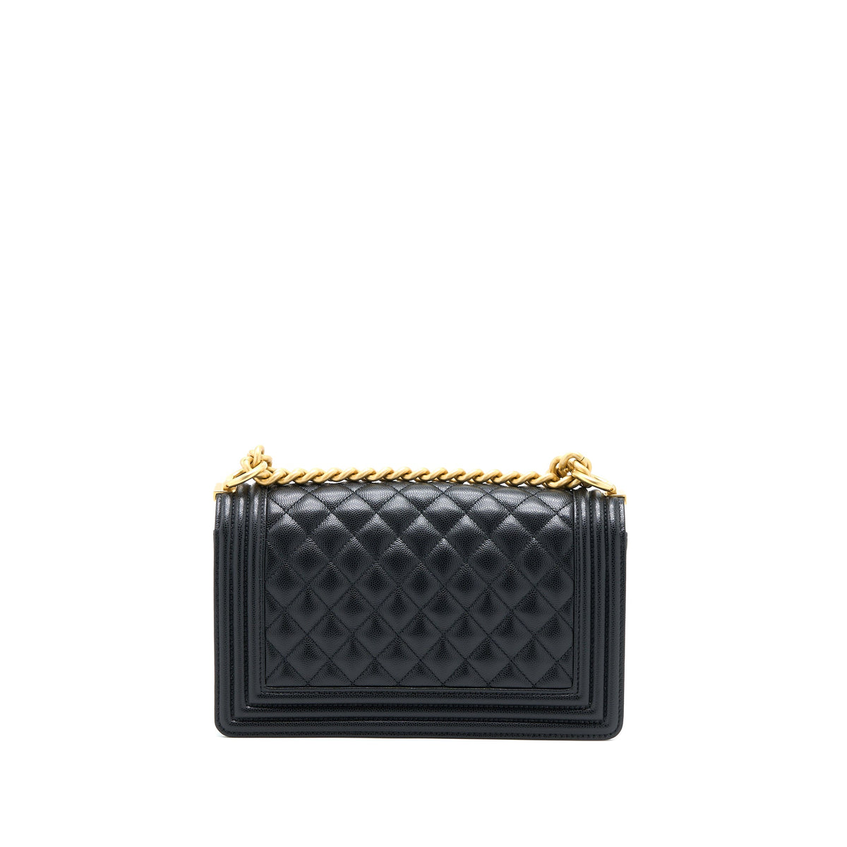 Chanel Medium Boy Bag Caviar Black Brushed GHW (Microchip)
