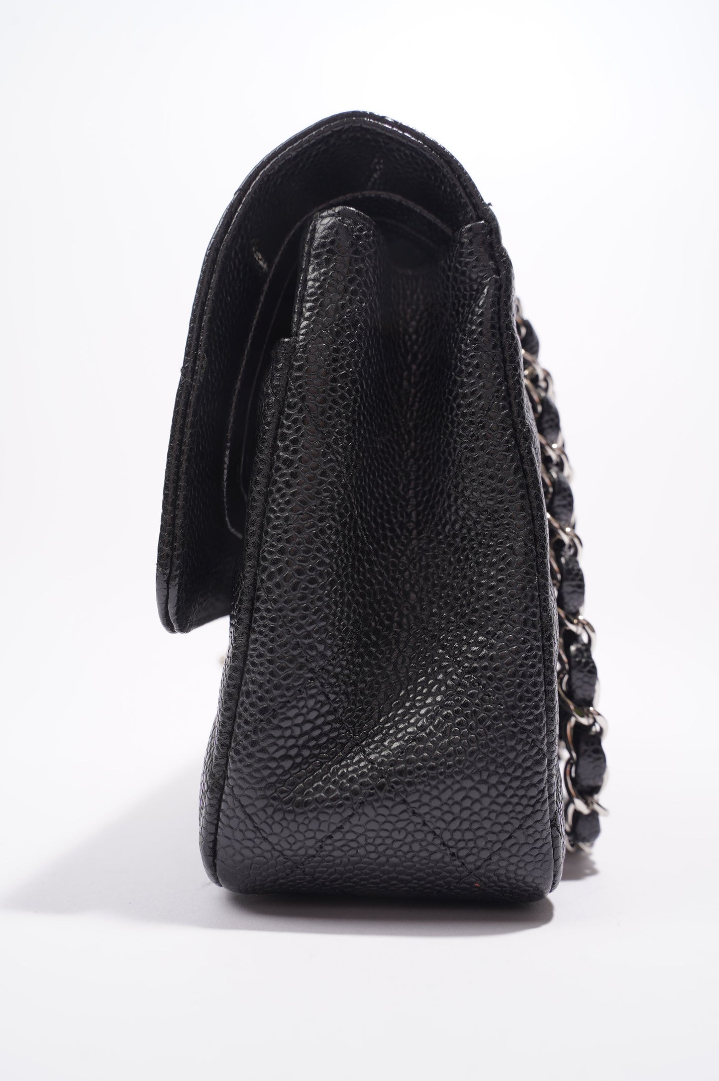 Chanel Double Classic Flap Bag Black Caviar Leather Medium
